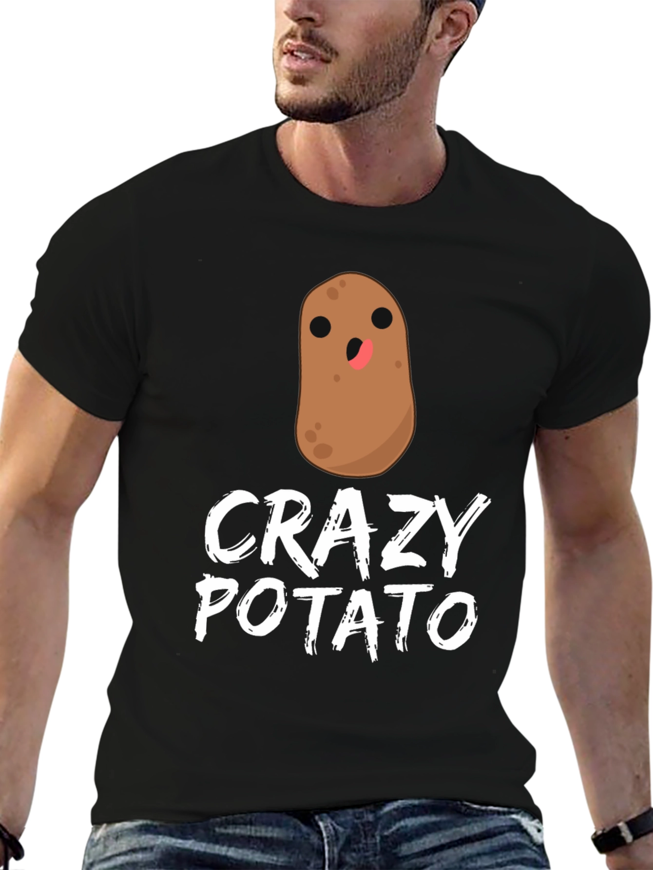 Black Crazy Potato Graphic T-Shirt - Quirky Fun Tee view 6