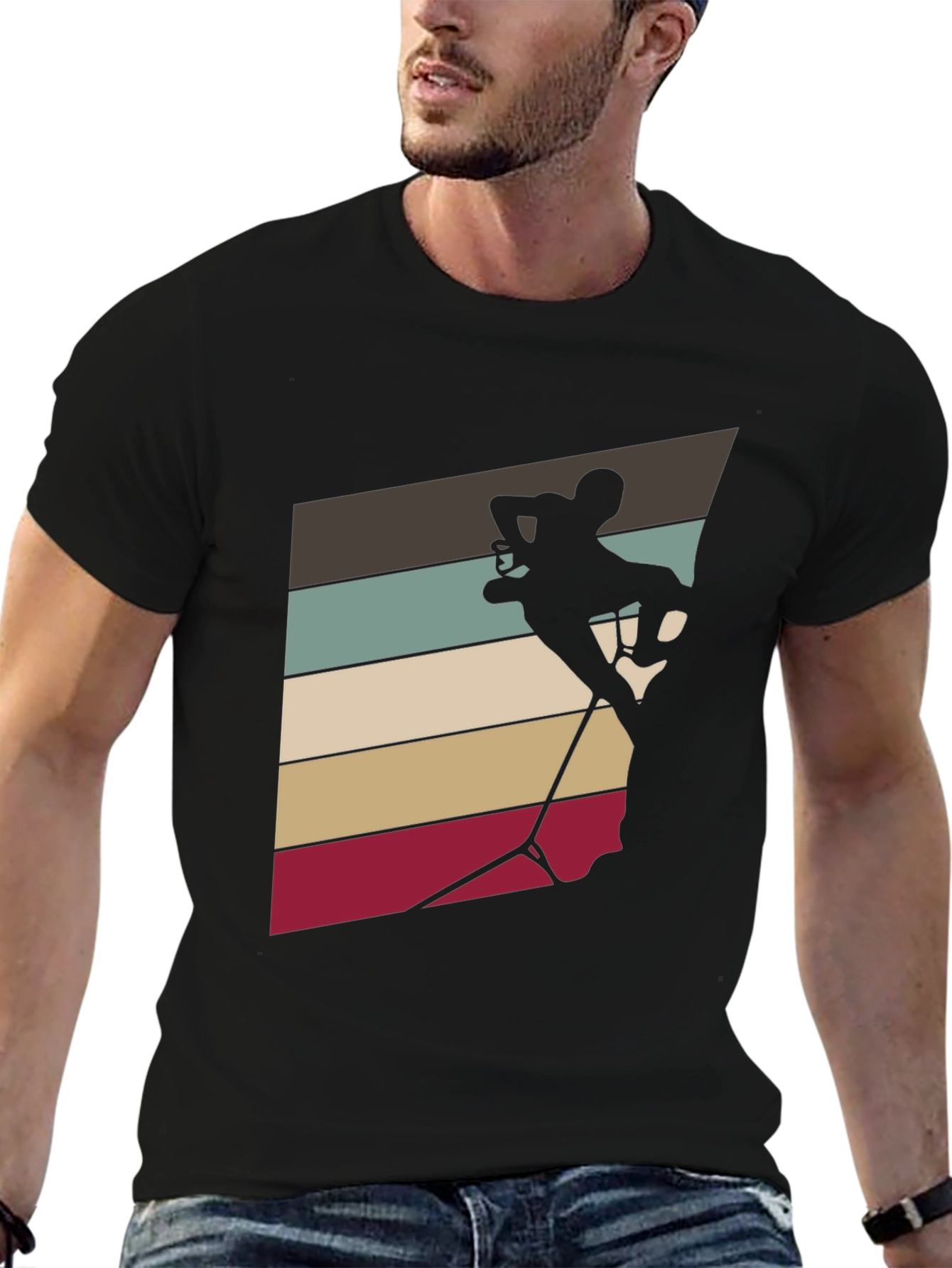 Black Climbing Silhouette Tee - Retro Style view 6
