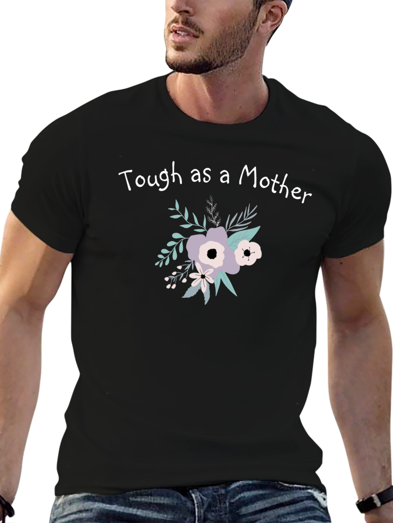 Black Tough as a Mother Floral Graphic Tee - Casual Comfort view 6