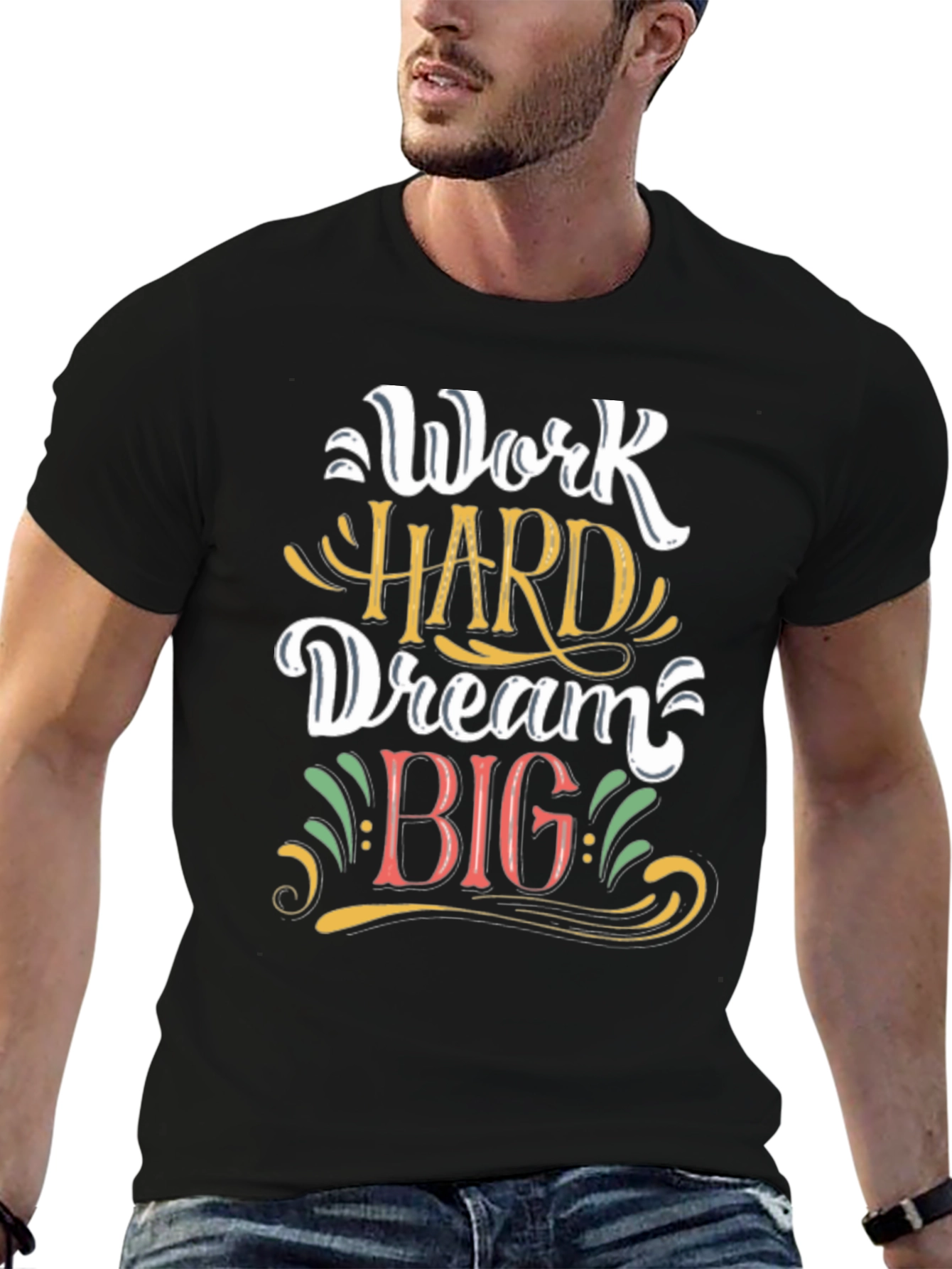 Black Work Hard Dream Big Graphic T-Shirt view 6