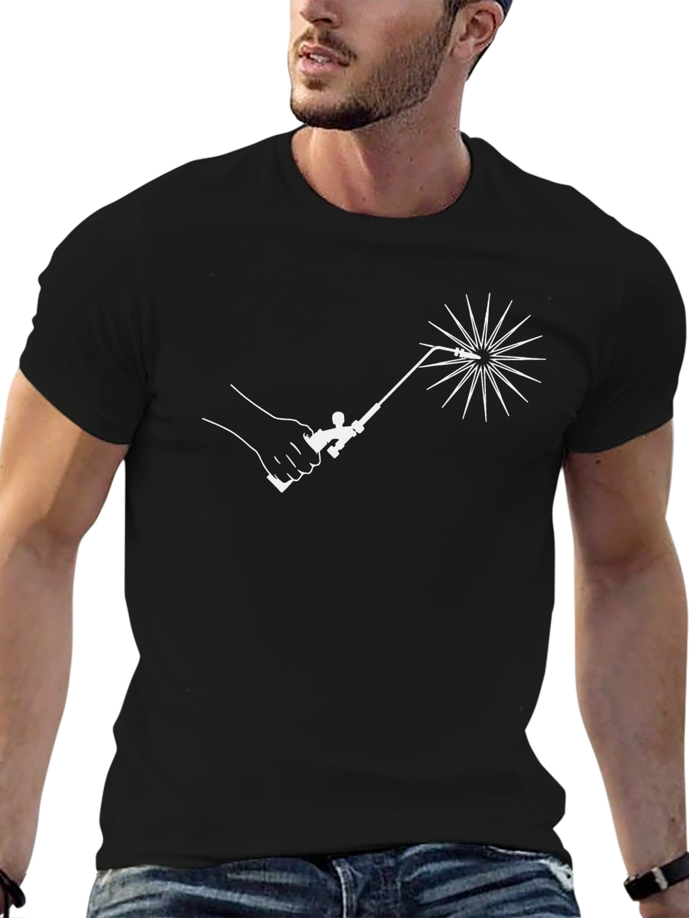 Black Welder Tee: Cool Black T-Shirt with Welding Design view 6