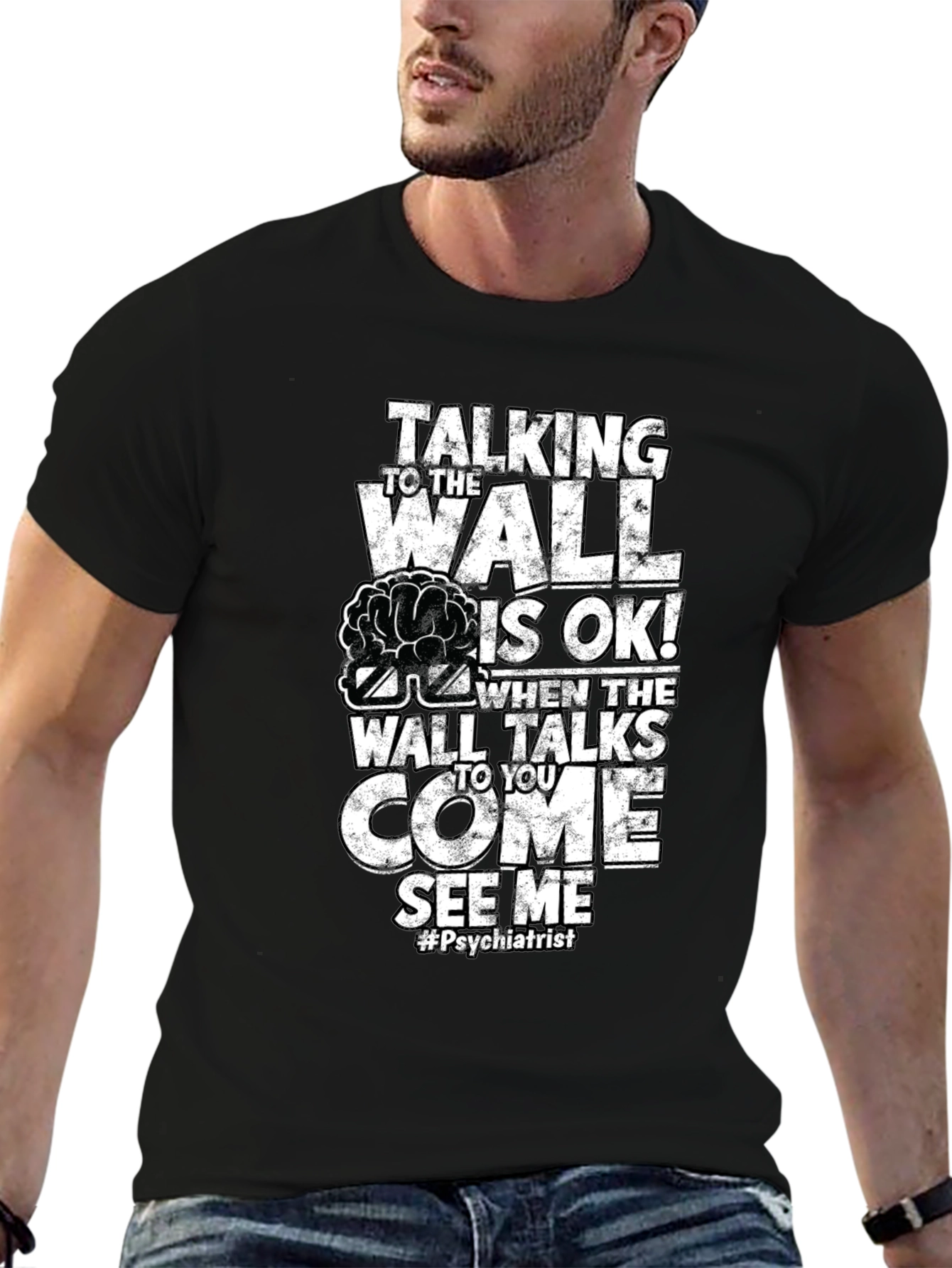 Talking Wall Psychiatrist Humor T-Shirt - 6