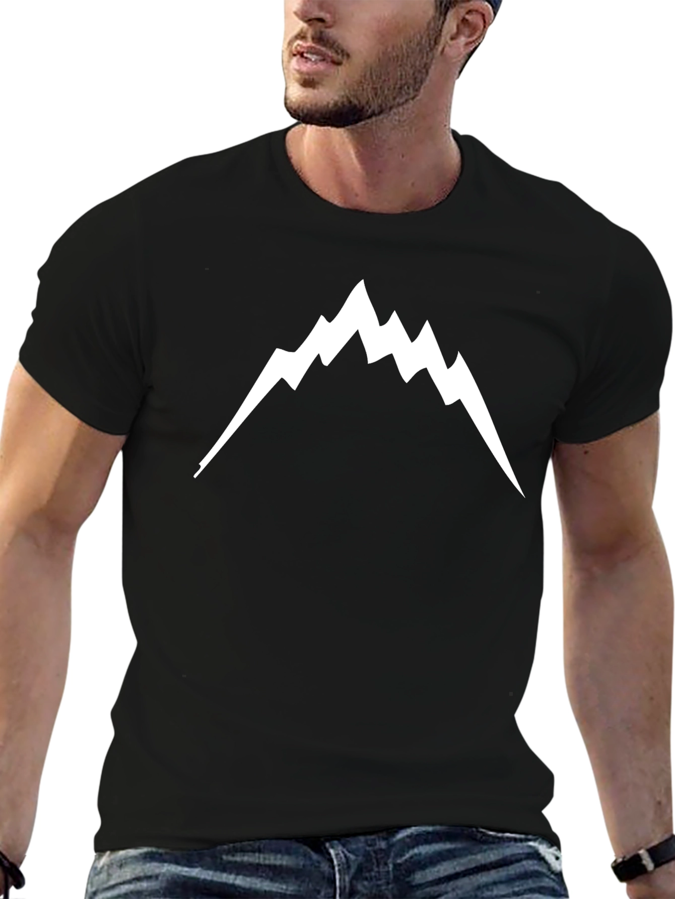 Black Mountain Peak Graphic Tee - Black Cotton Shirt view 6