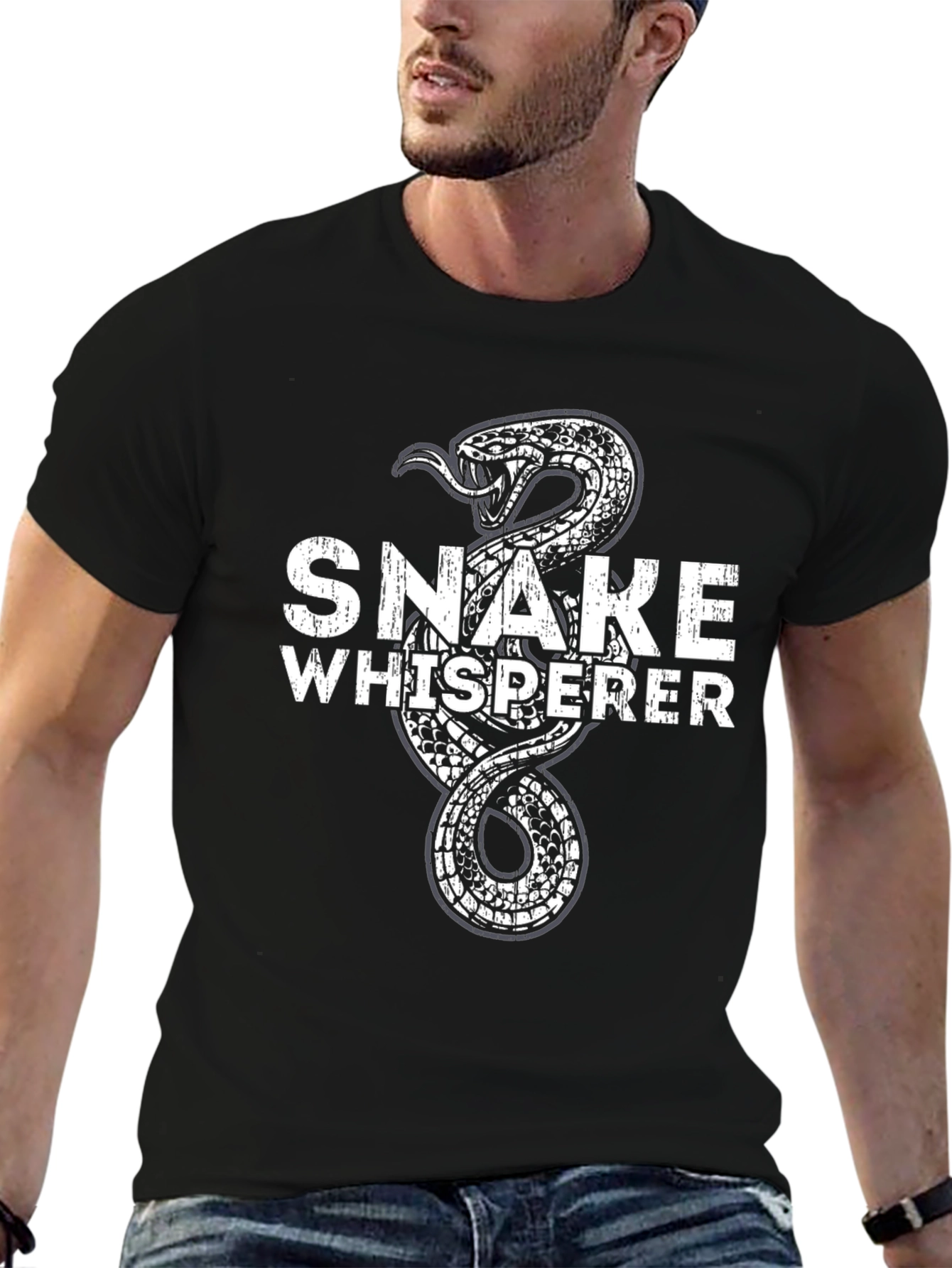 Black Snake Whisperer Graphic T-Shirt - Cotton Blend view 6