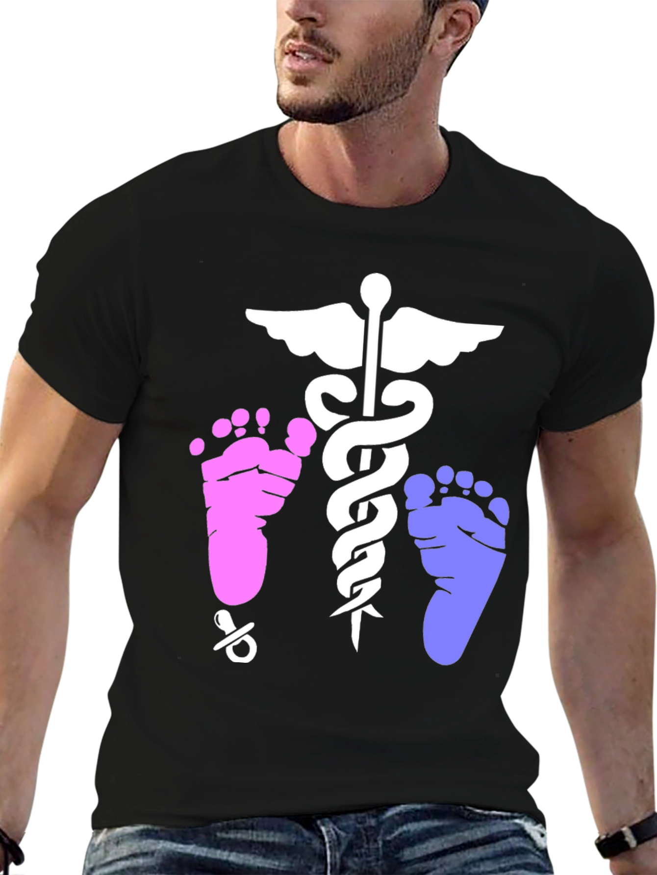 Black Newborn Baby Doctor Unisex T-Shirt view 6