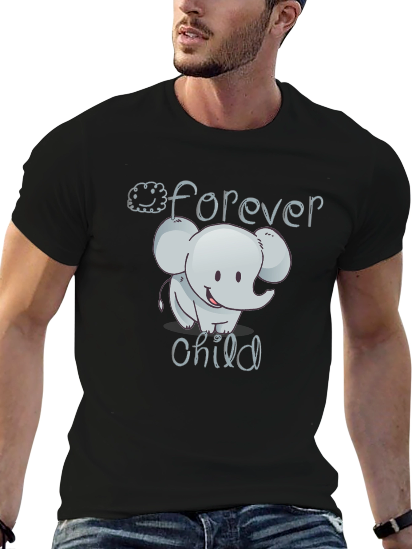 Black Forever Child Elephant Black T-Shirt view 6