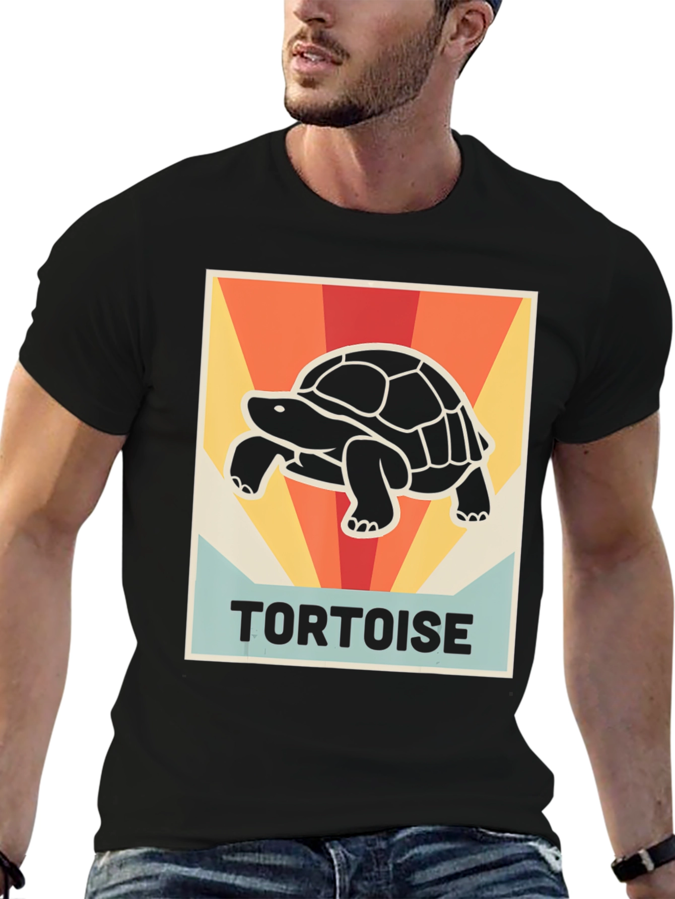 Black Retro Tortoise Graphic Tee - Vintage Style Shirt view 6
