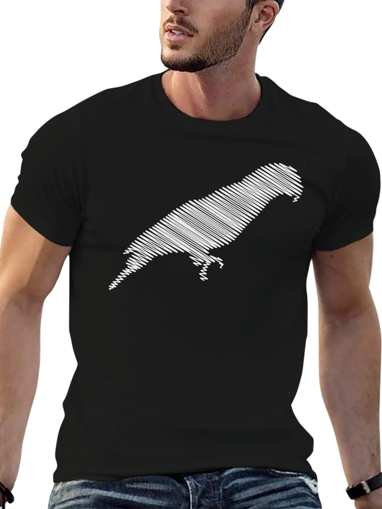 Black Parrot Silhouette Graphic Tee - Black view 6