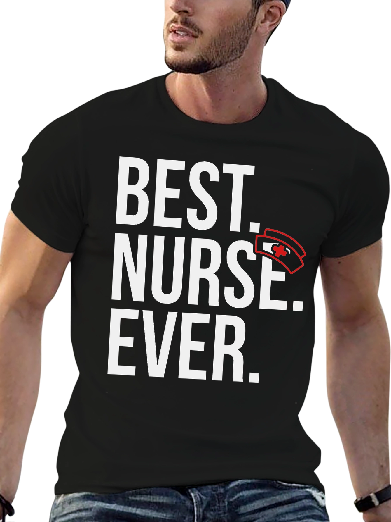 Black Best Nurse Ever Graphic T-Shirt view 6