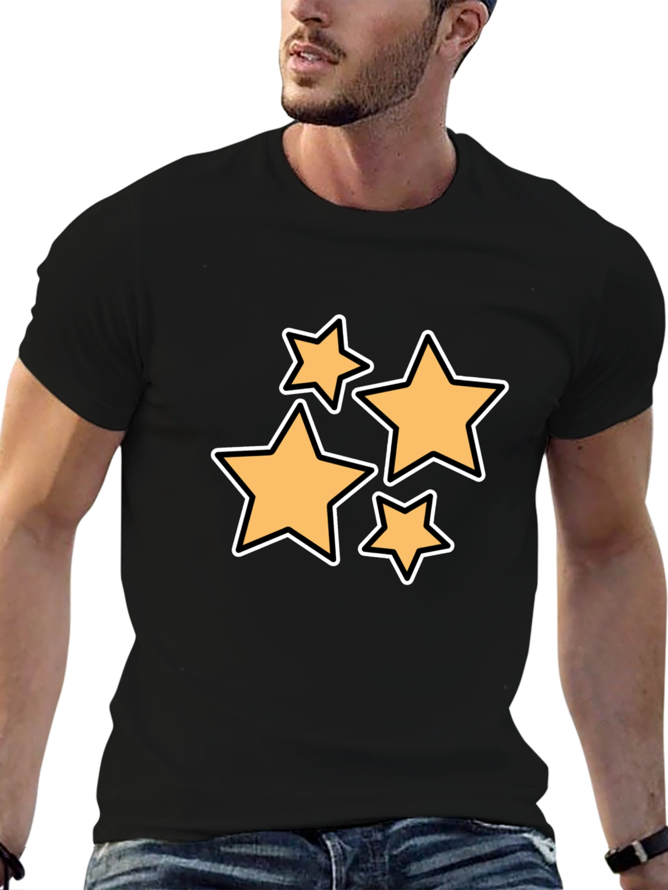 Black Stylish Black T-Shirt with Star Design view 6