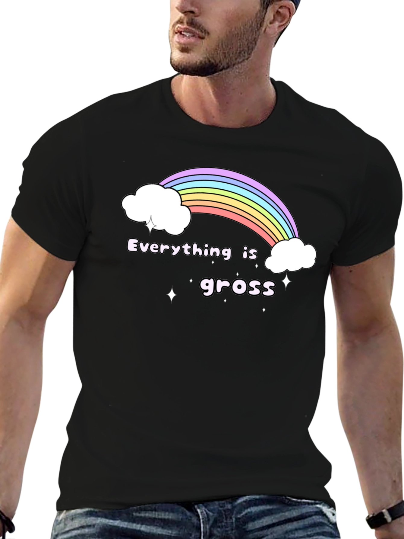 Black Everything is Gross Rainbow T-Shirt - Black Graphic Tee view 6