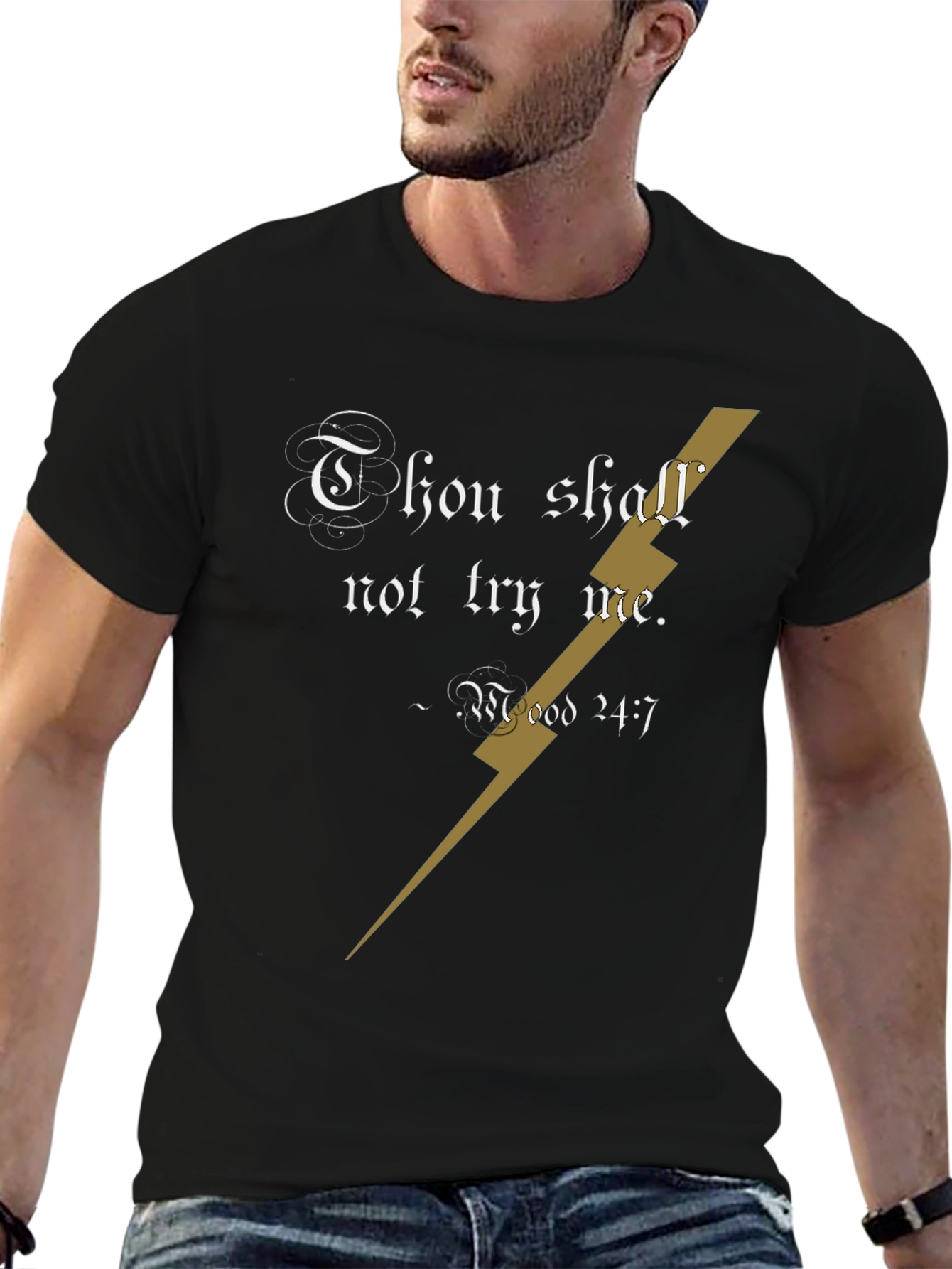 Black Thou Shalt Not Try Me T-Shirt - Funny Graphic Tee view 6