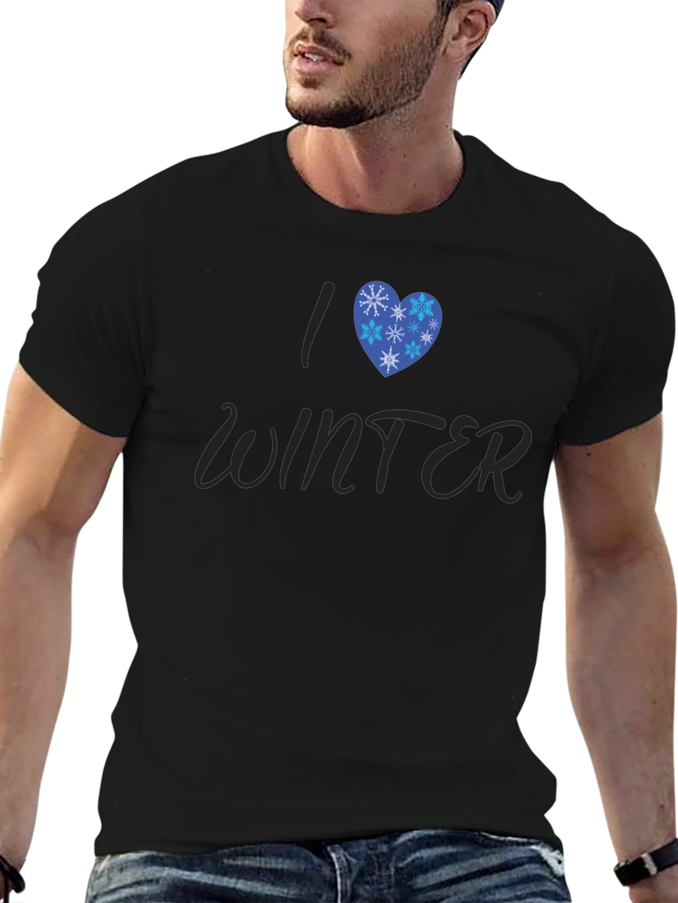 Black I Heart Winter Graphic Tee - Stylish Seasonal T-Shirt view 6