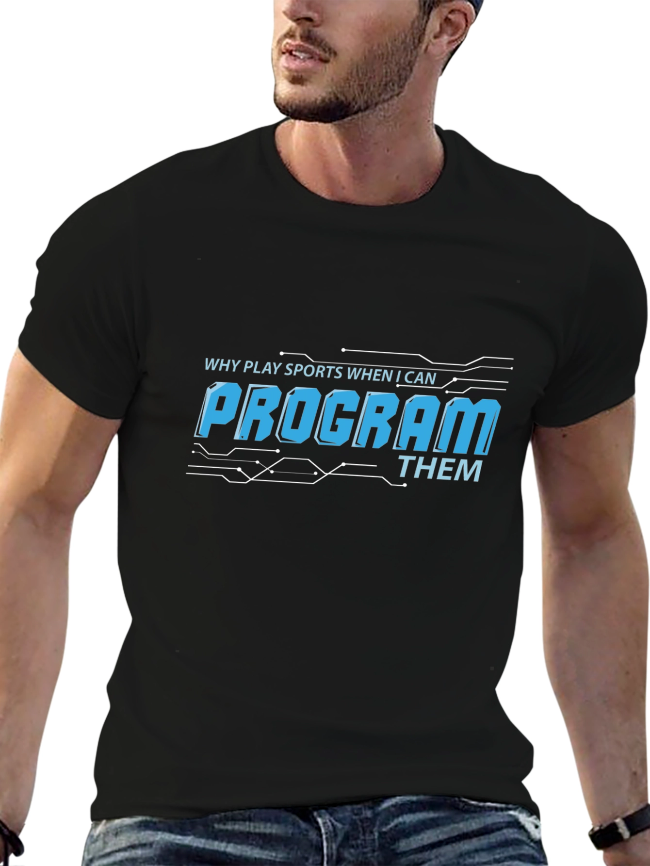 Black Program Sports T-Shirt - Black, Funny Coder Tee view 6