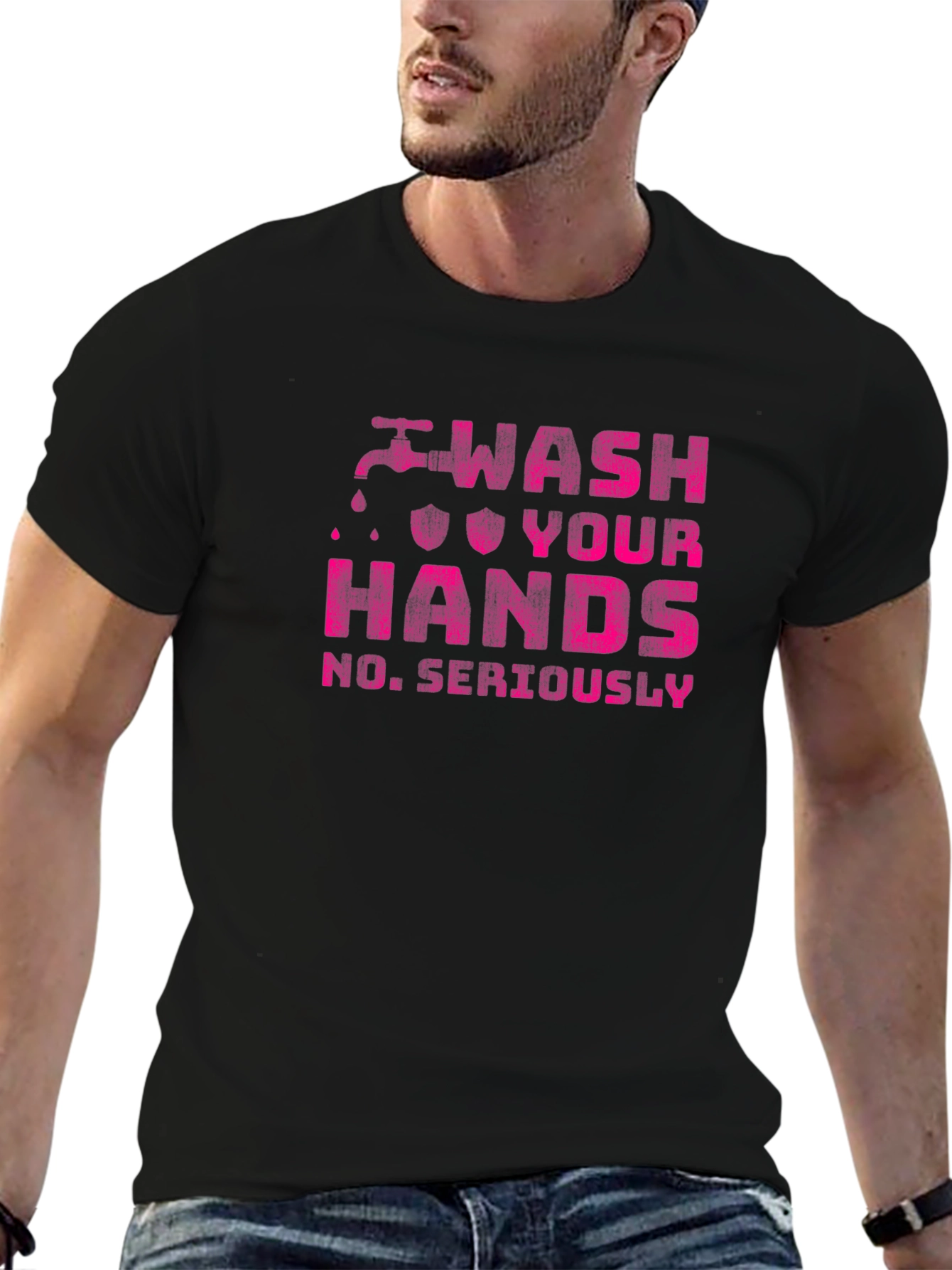 Black Wash Your Hands Graphic T-Shirt view 6