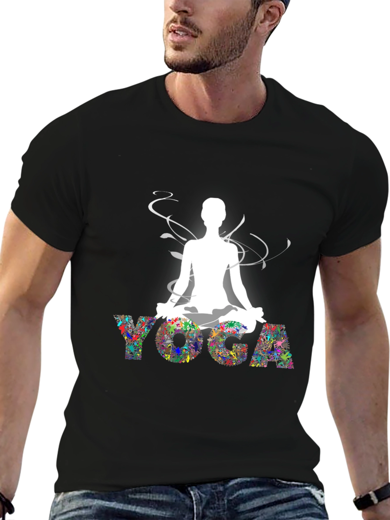 Black Yoga Graphic Black T-Shirt view 6