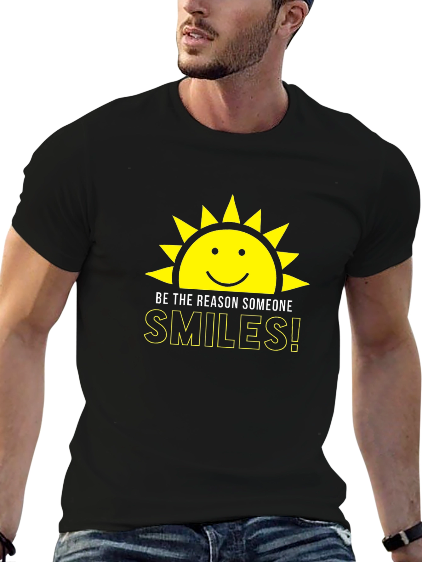 Black Be the Reason Someone Smiles Black T-Shirt view 6