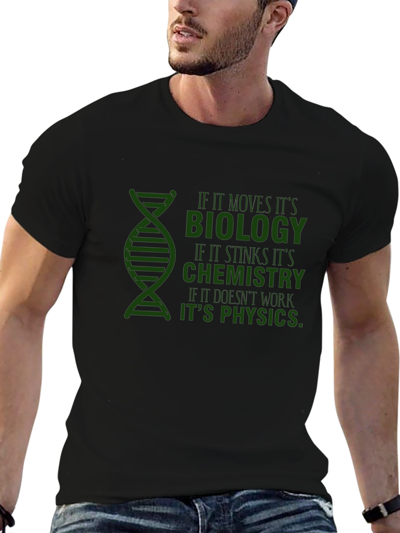 Black Science Humor T-Shirt: Biology, Chemistry, Physics view 6