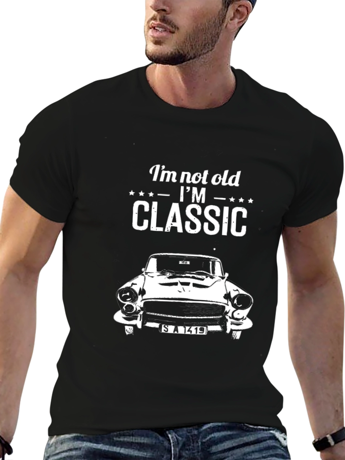 Black Classic Car T-Shirt - I'm Not Old, I'm Classic view 6