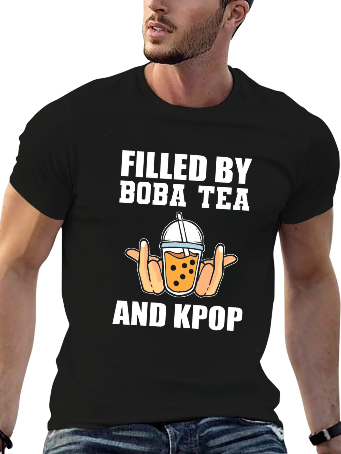 Black Filled By Boba Tea & KPOP T-Shirt view 6