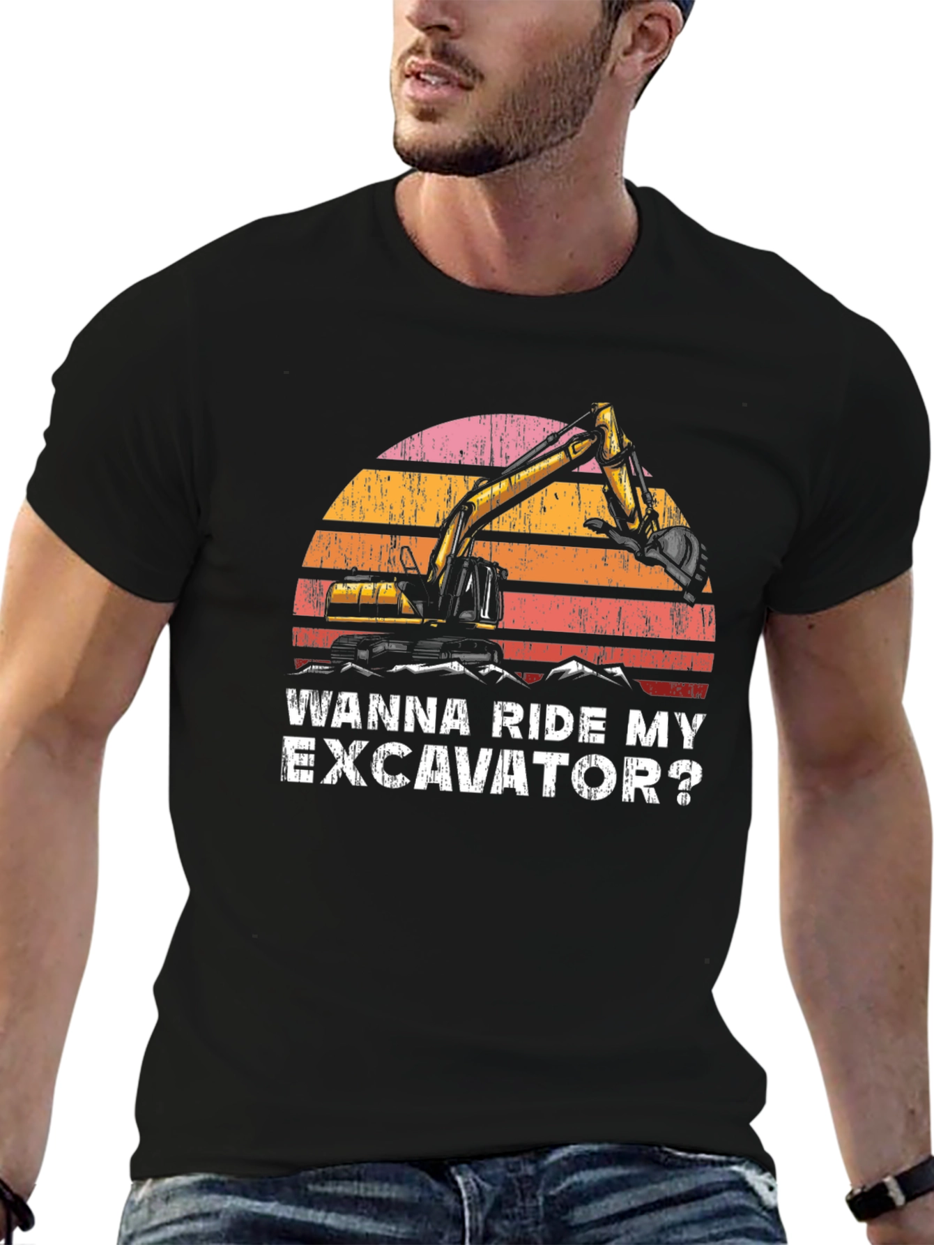 Black Wanna Ride My Excavator T-Shirt view 6