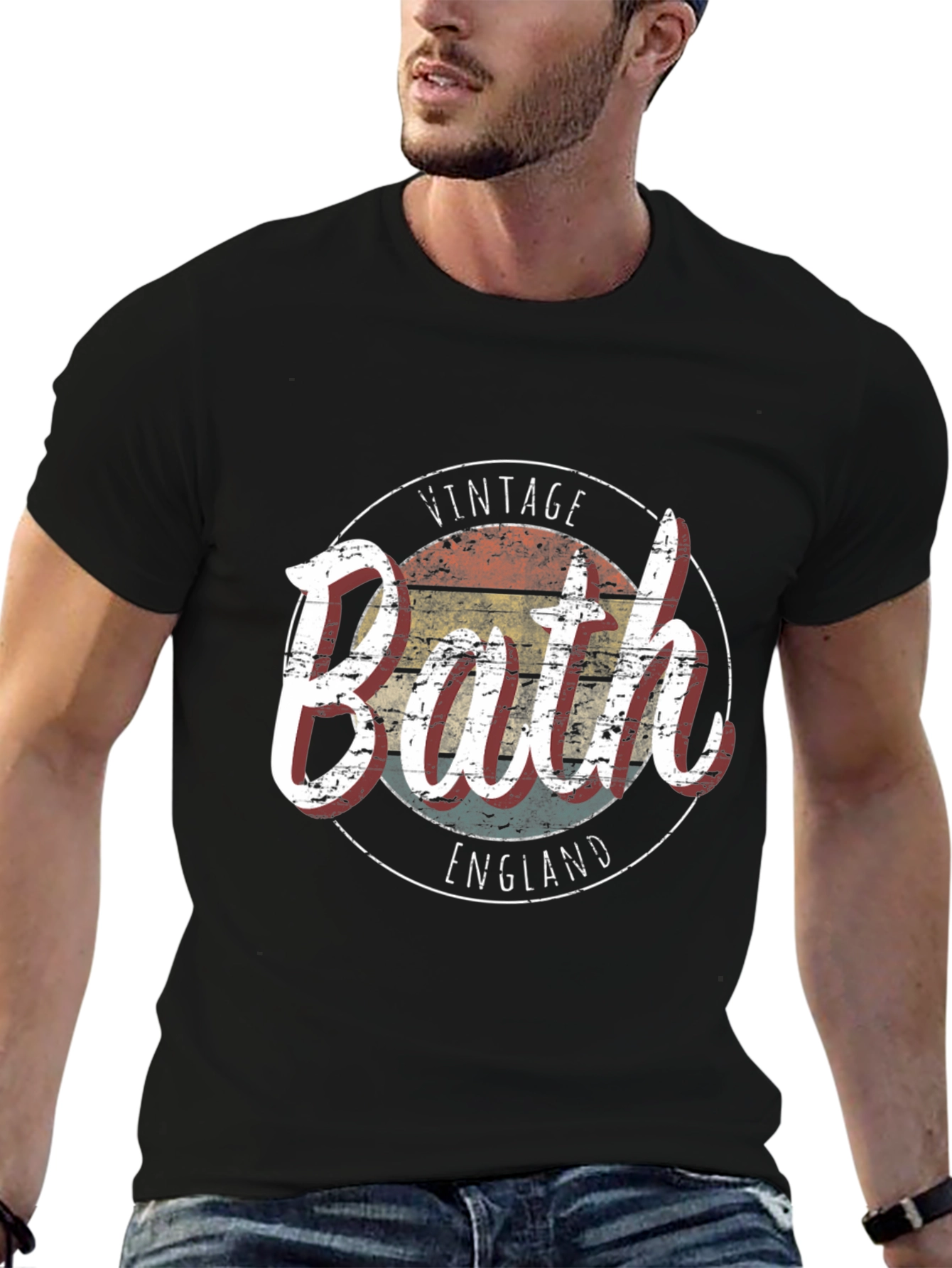 Black Vintage Bath England Graphic T-Shirt view 6