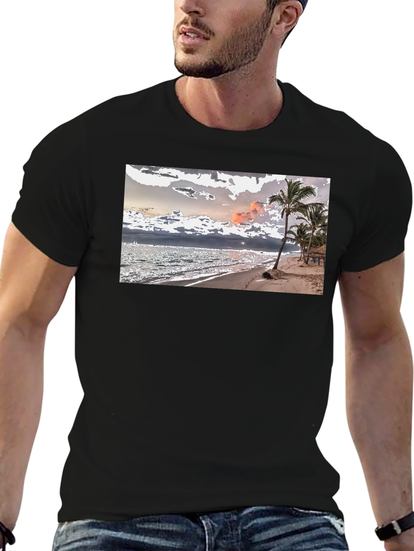 Black Beach Scene Graphic Tee view 6