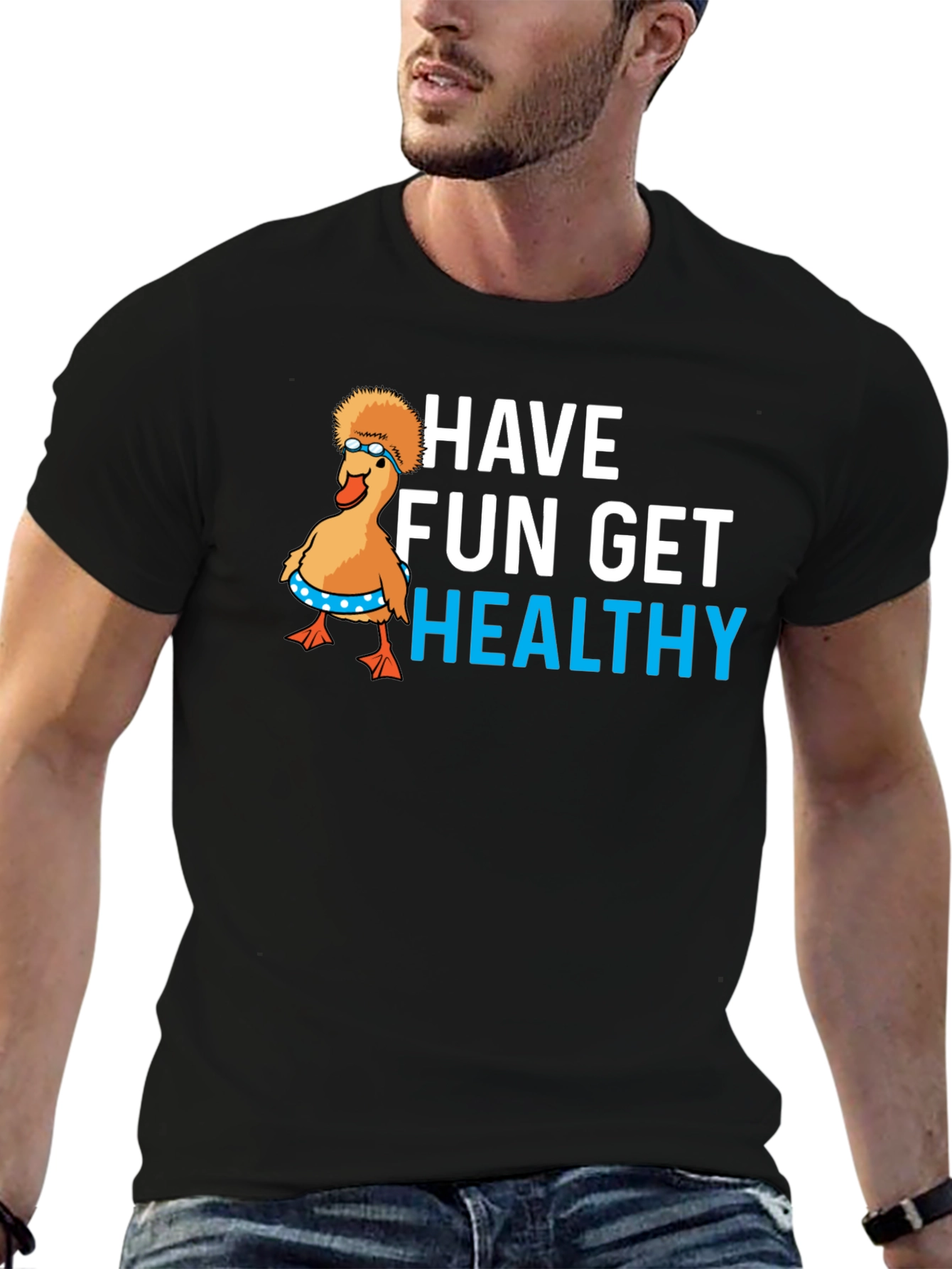 Black Have Fun Get Healthy Graphic T-Shirt view 6