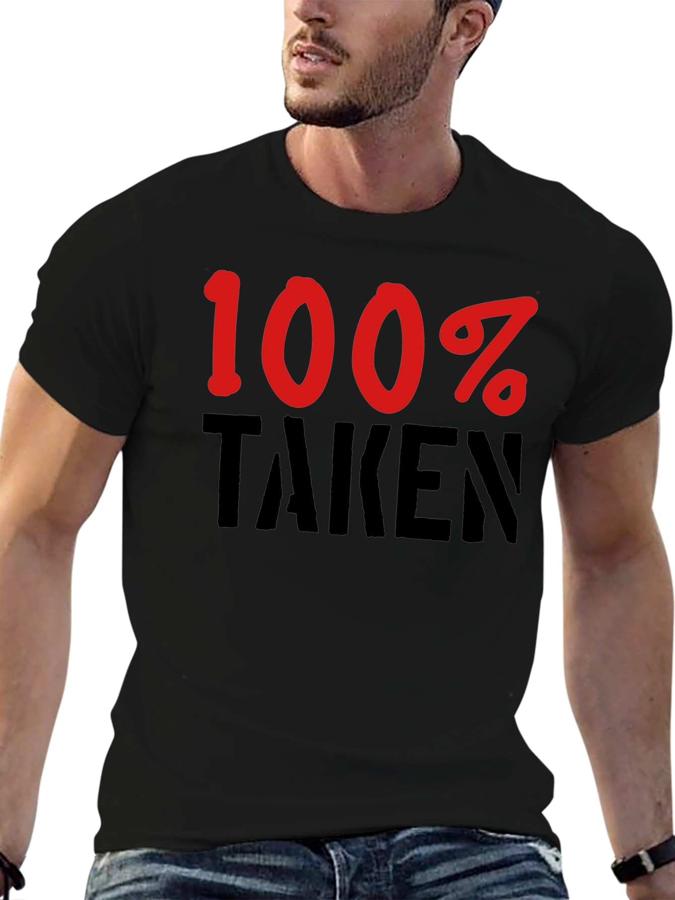 Black 100% Taken Graphic Tee - Funny Relationship Shirt view 6