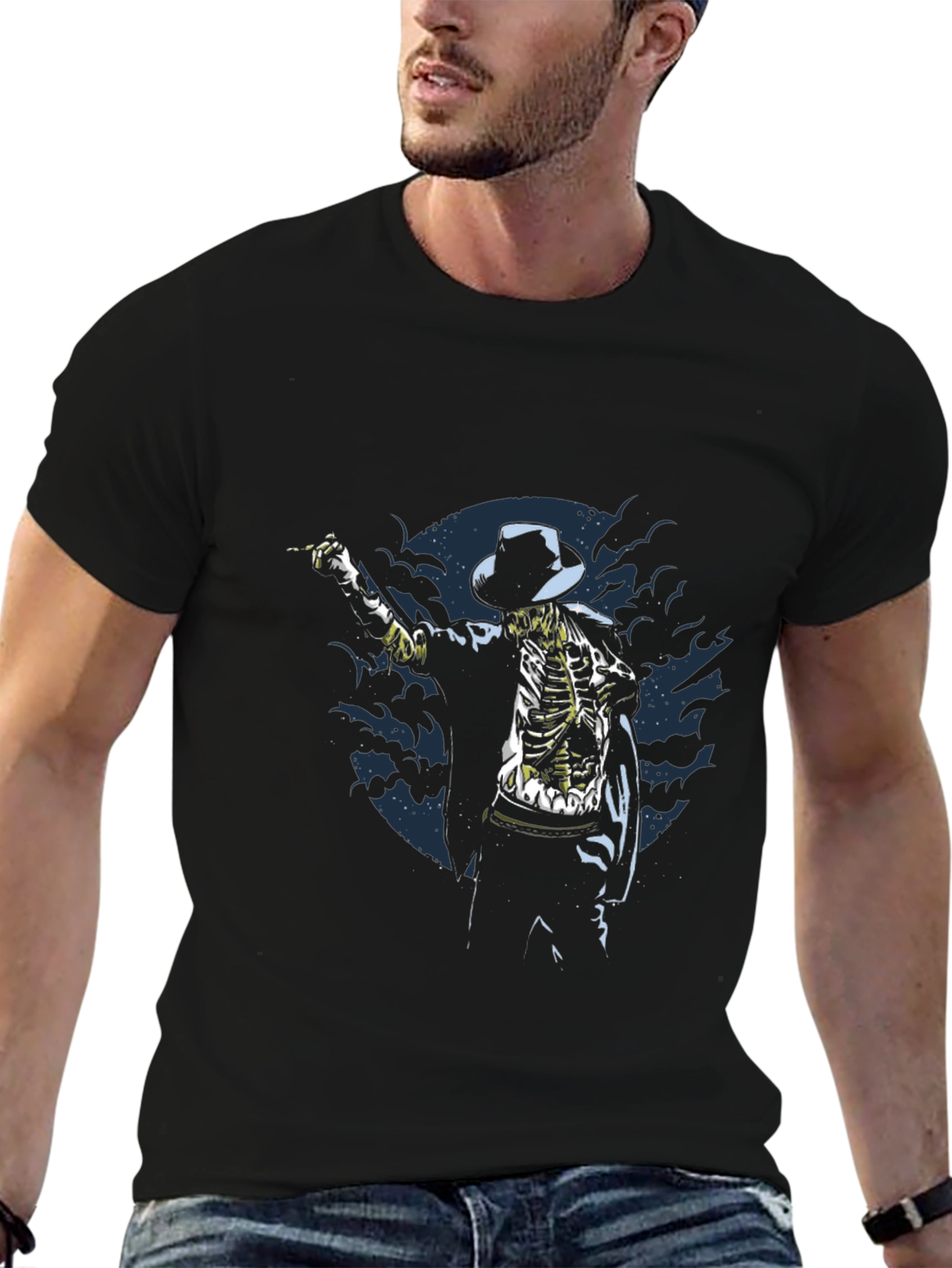 Black Skeleton Michael Jackson T-Shirt - Thriller Dance Tee view 6
