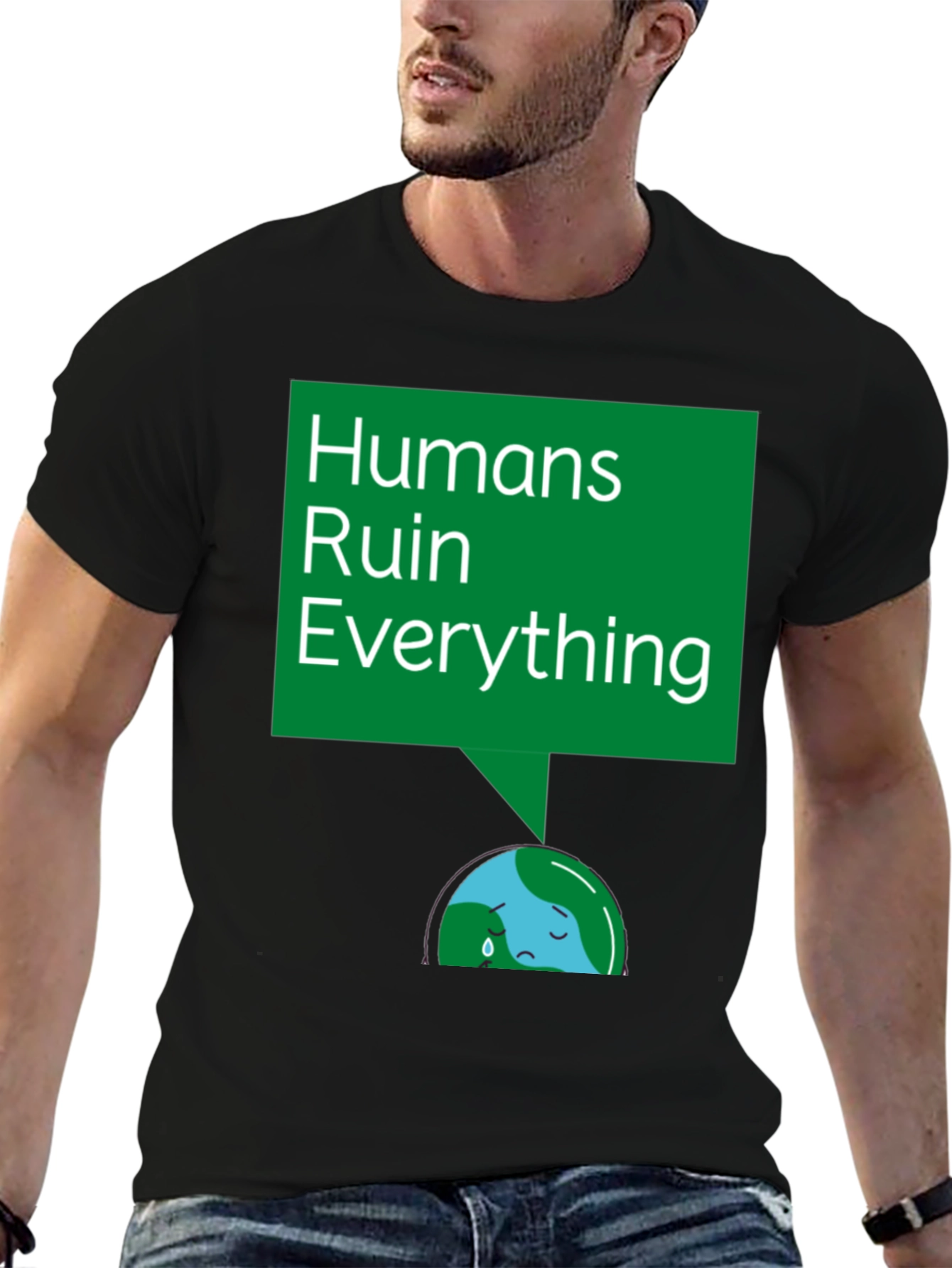 Black Humans Ruin Everything T-Shirt - Environmental Tee view 6