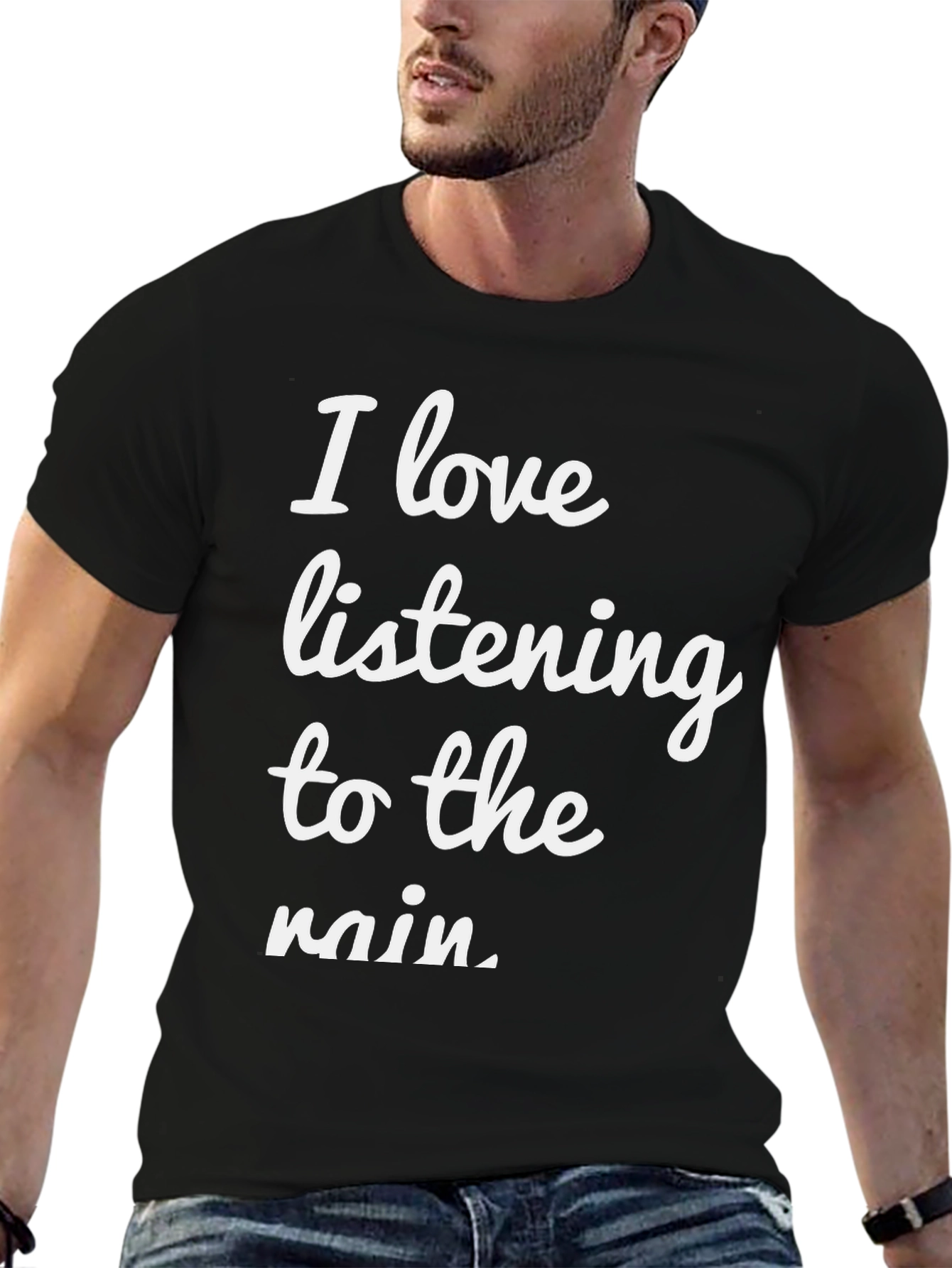Black Rain Lover Tee - Soft Cotton Blend Black T-Shirt view 6