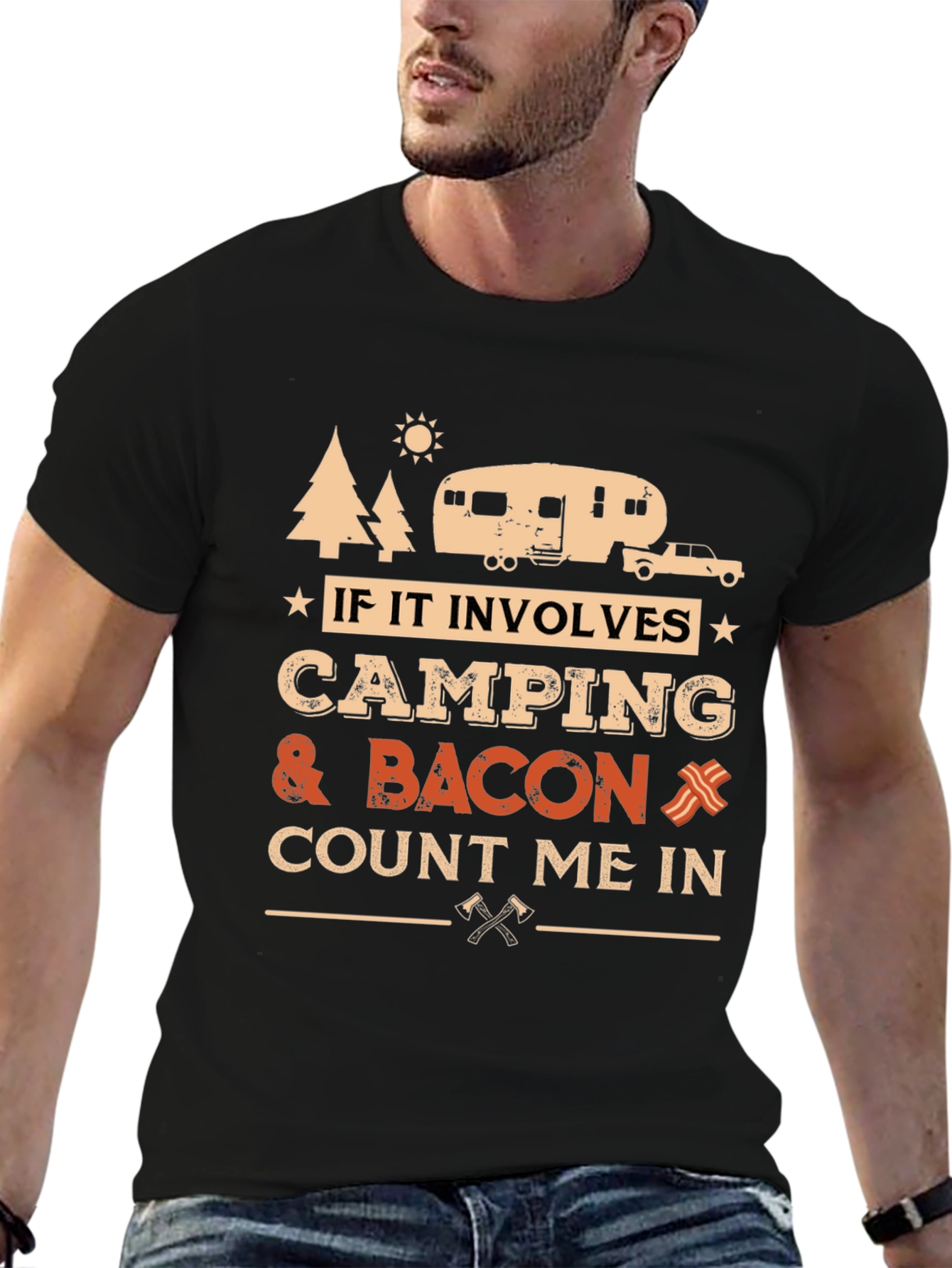 Black Camping & Bacon T-Shirt - Count Me In! view 6