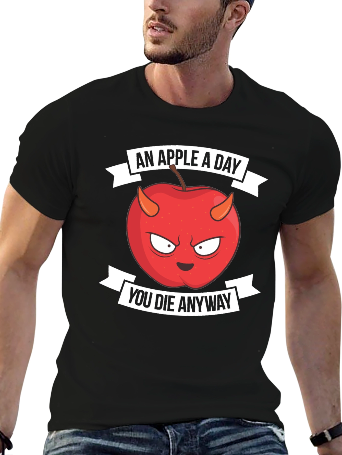 Black An Apple A Day You Die Anyway T-Shirt view 6