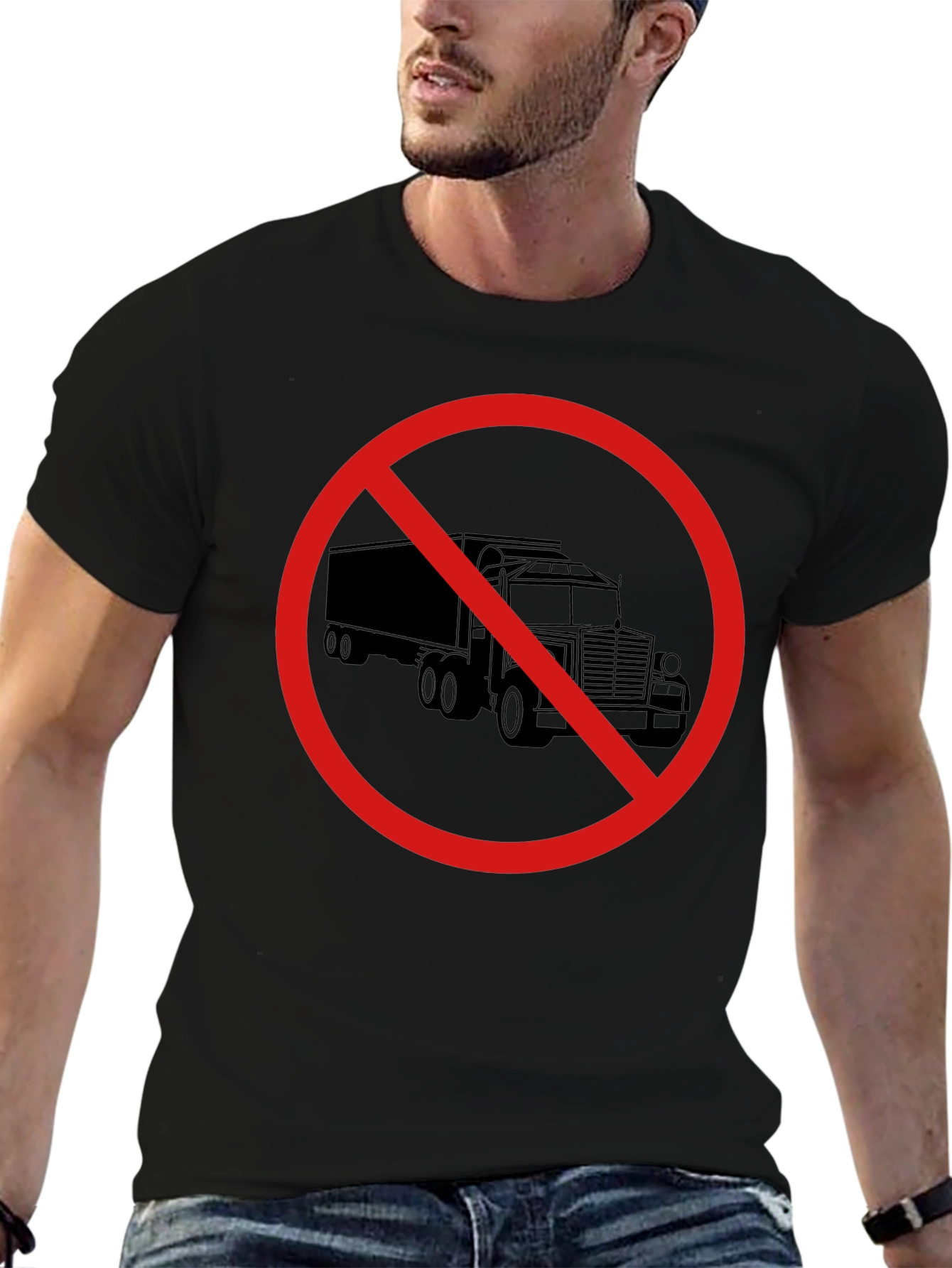 Black No Trucks Allowed Graphic Tee - Black Cotton T-Shirt view 6