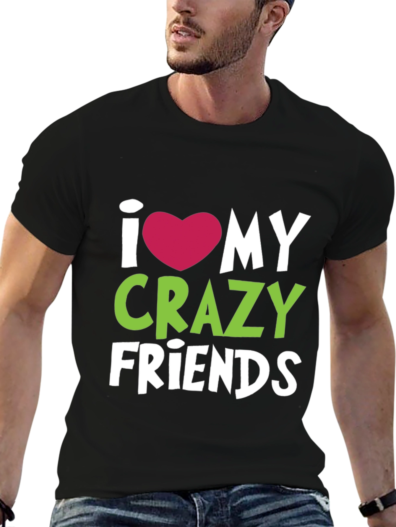 Black I Heart My Crazy Friends T-Shirt - Fun Novelty Tee view 6