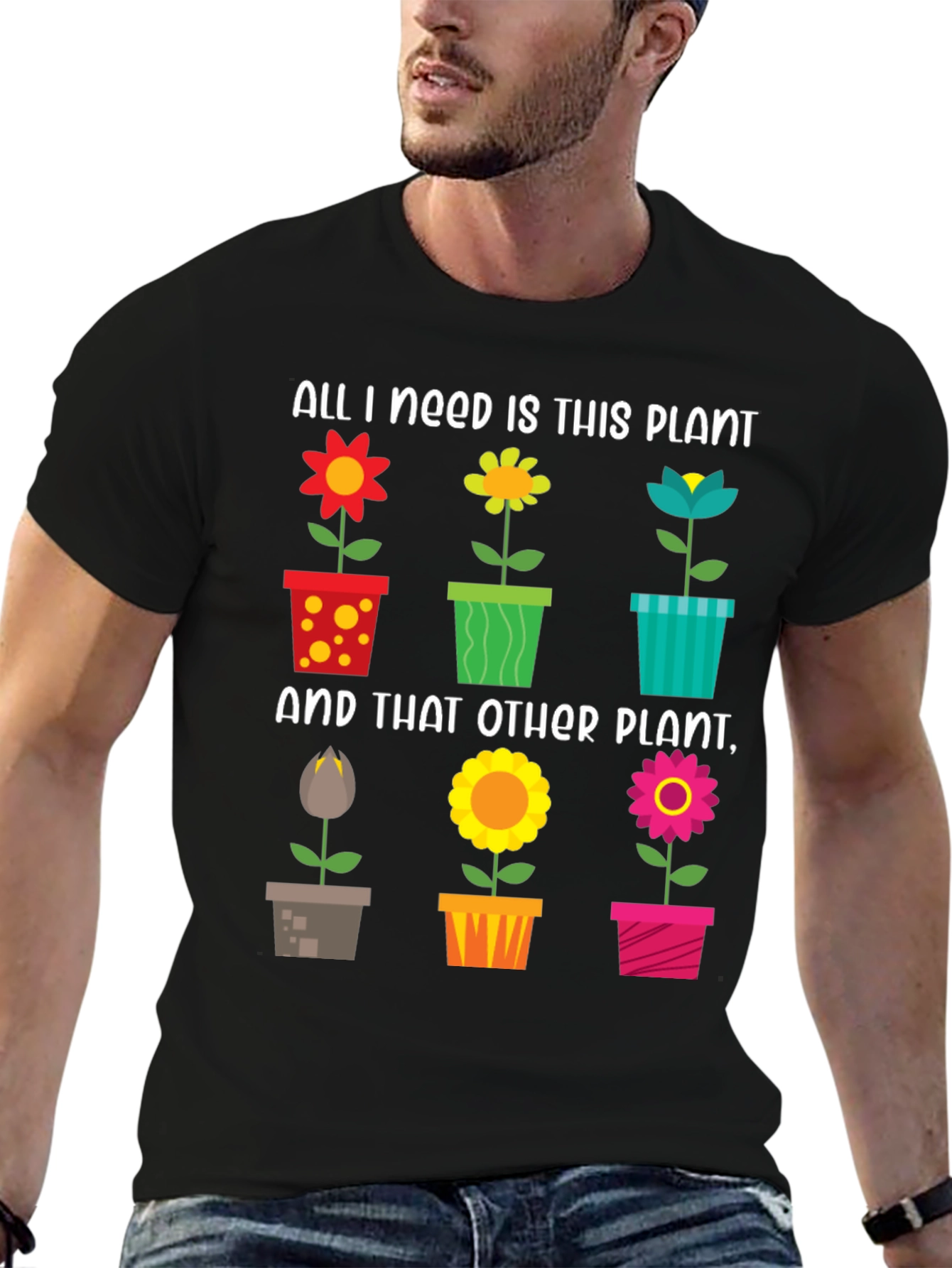 Black Plant Lover T-Shirt - Gardener Gift view 6
