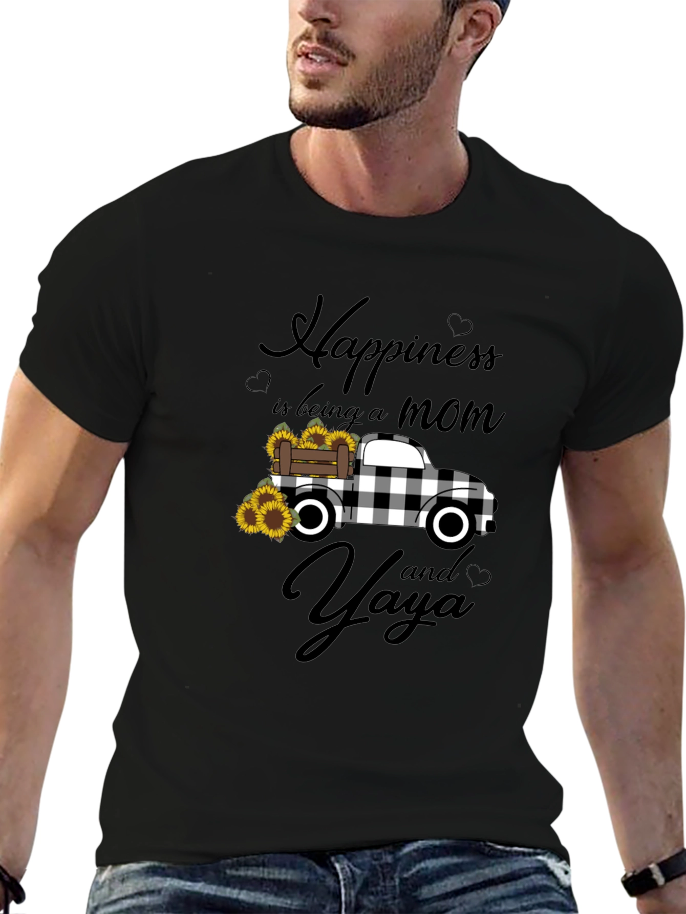Black Happiness Mom and Yaya Graphic Tee view 6
