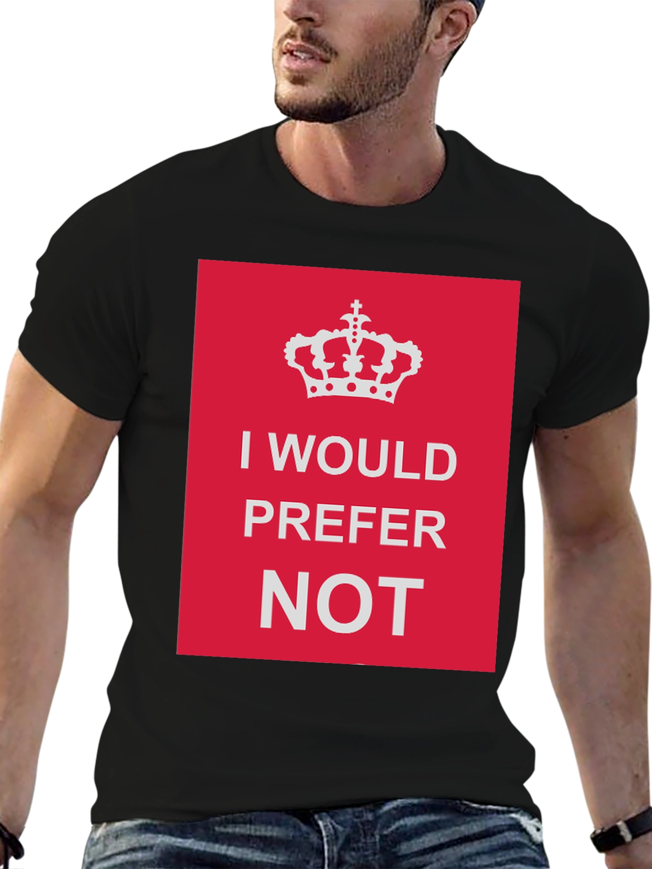 Black I Would Prefer Not Graphic Tee - Funny Novelty T-Shirt view 6