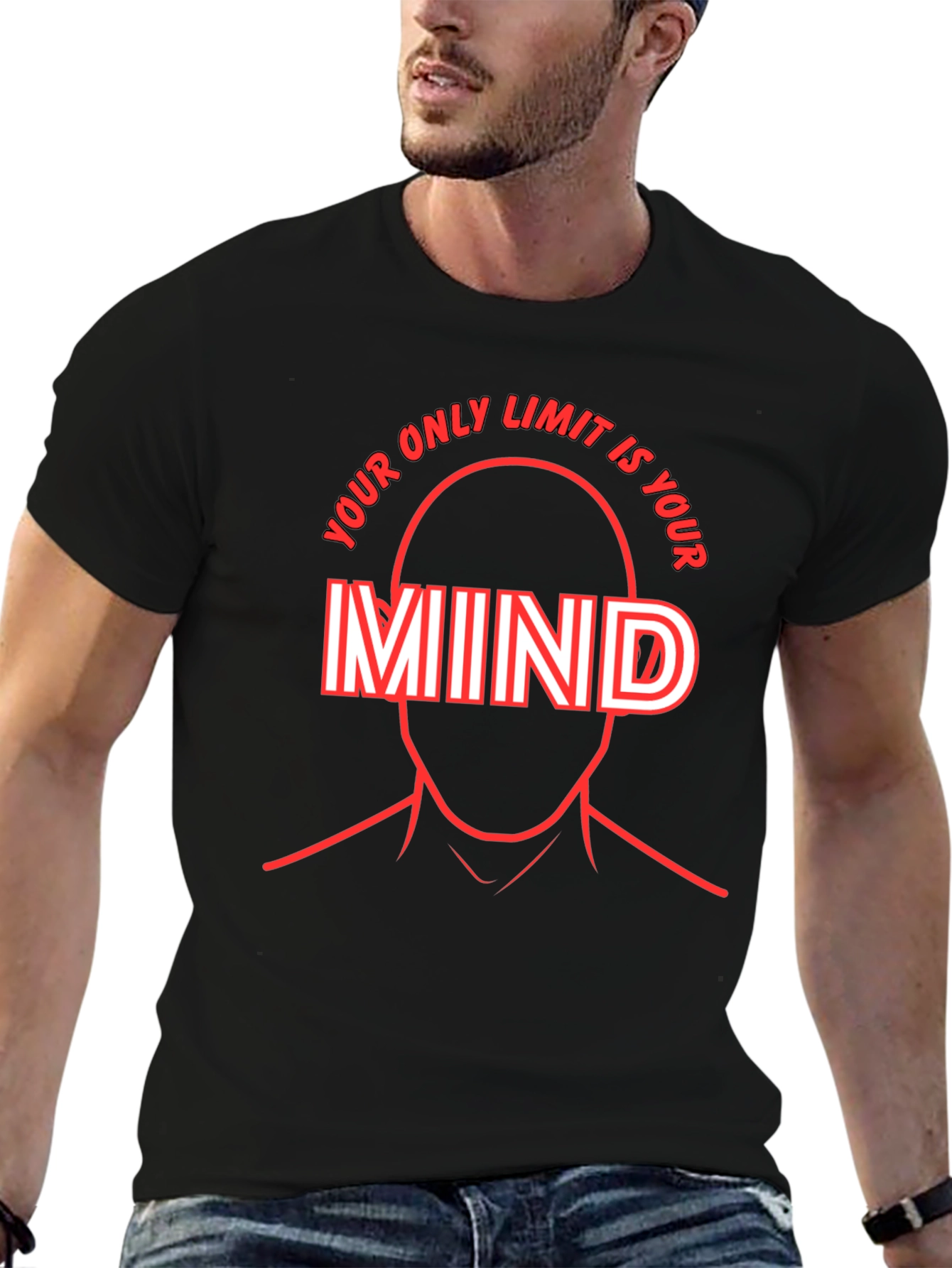 Black Mind Limit Graphic Tee - Black Cotton T-Shirt view 6