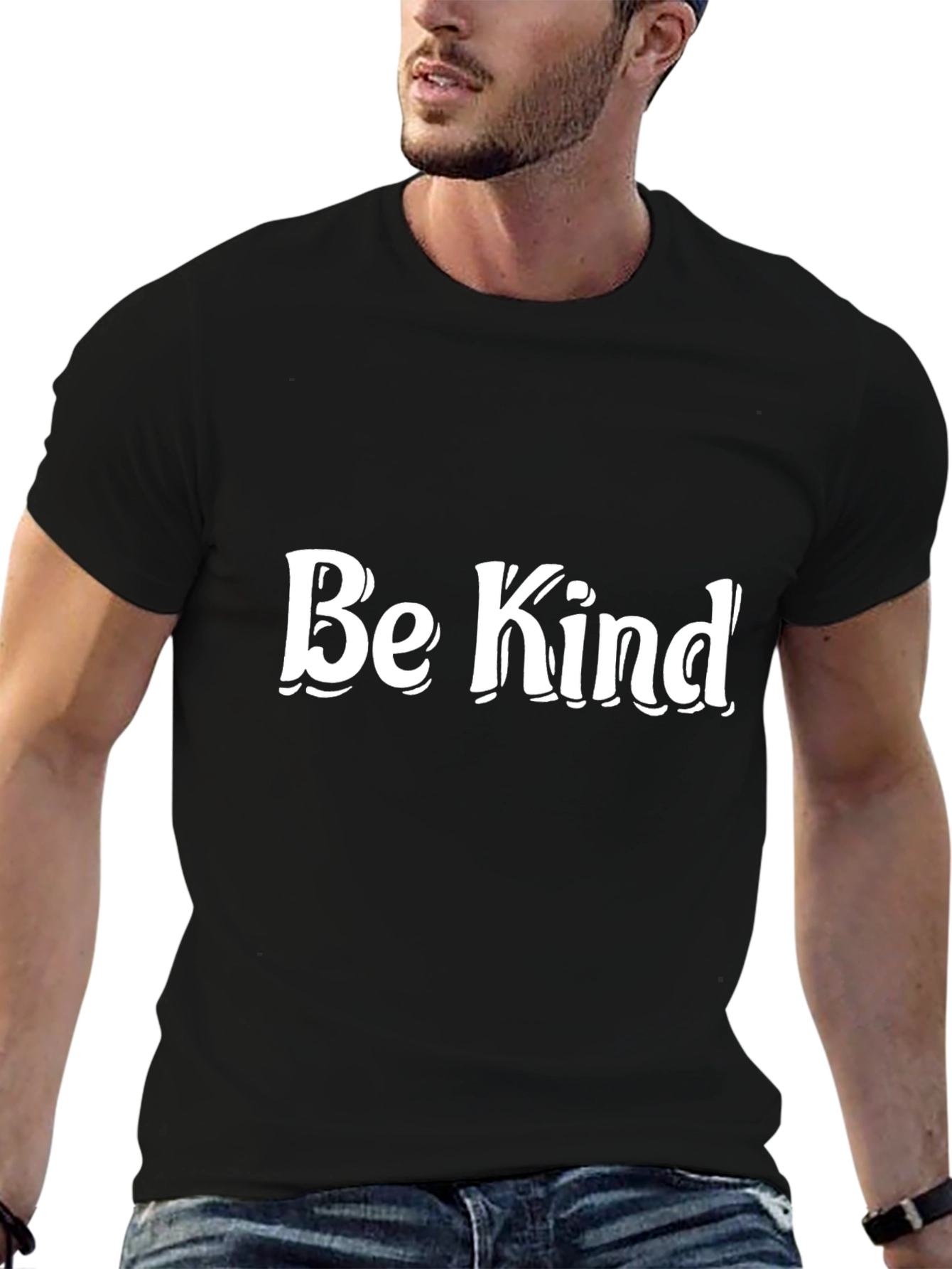 Black Be Kind Graphic Tee - Black Cotton T-Shirt view 6