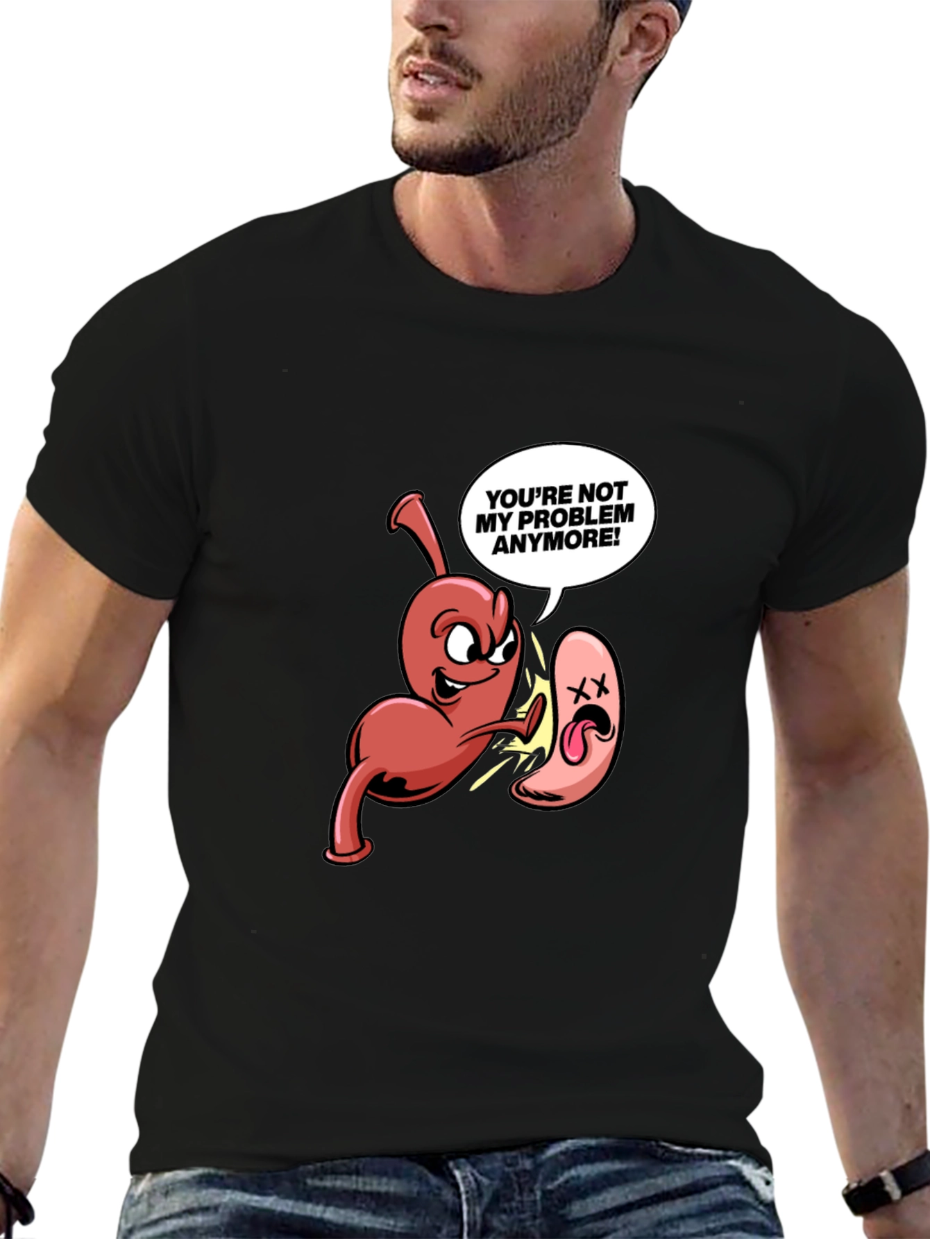 Black Funny Anatomy Humor T-Shirt - "Not My Problem Anymore!" view 6