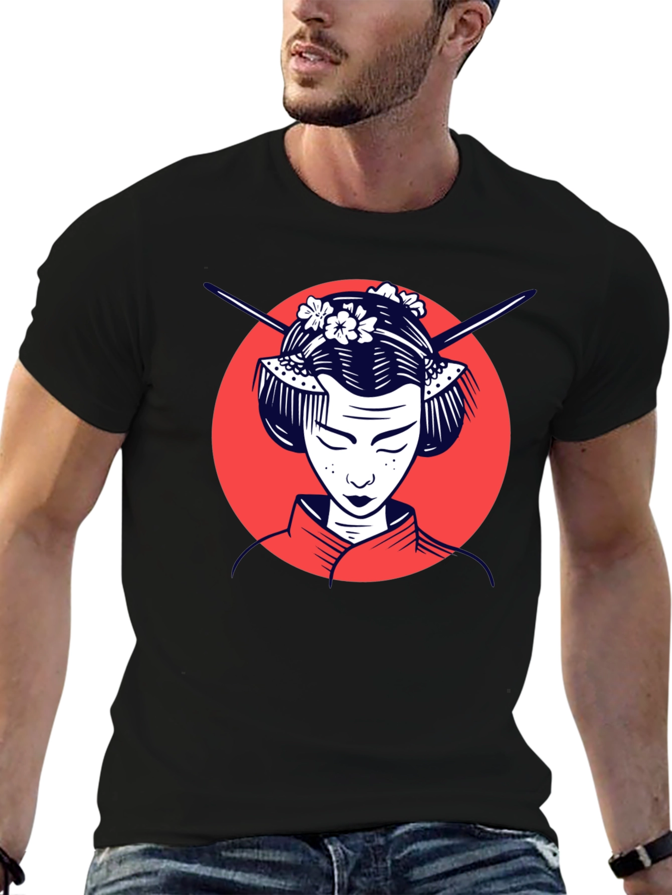 Black Geisha Graphic Tee - Stylish Unisex T-Shirt view 6
