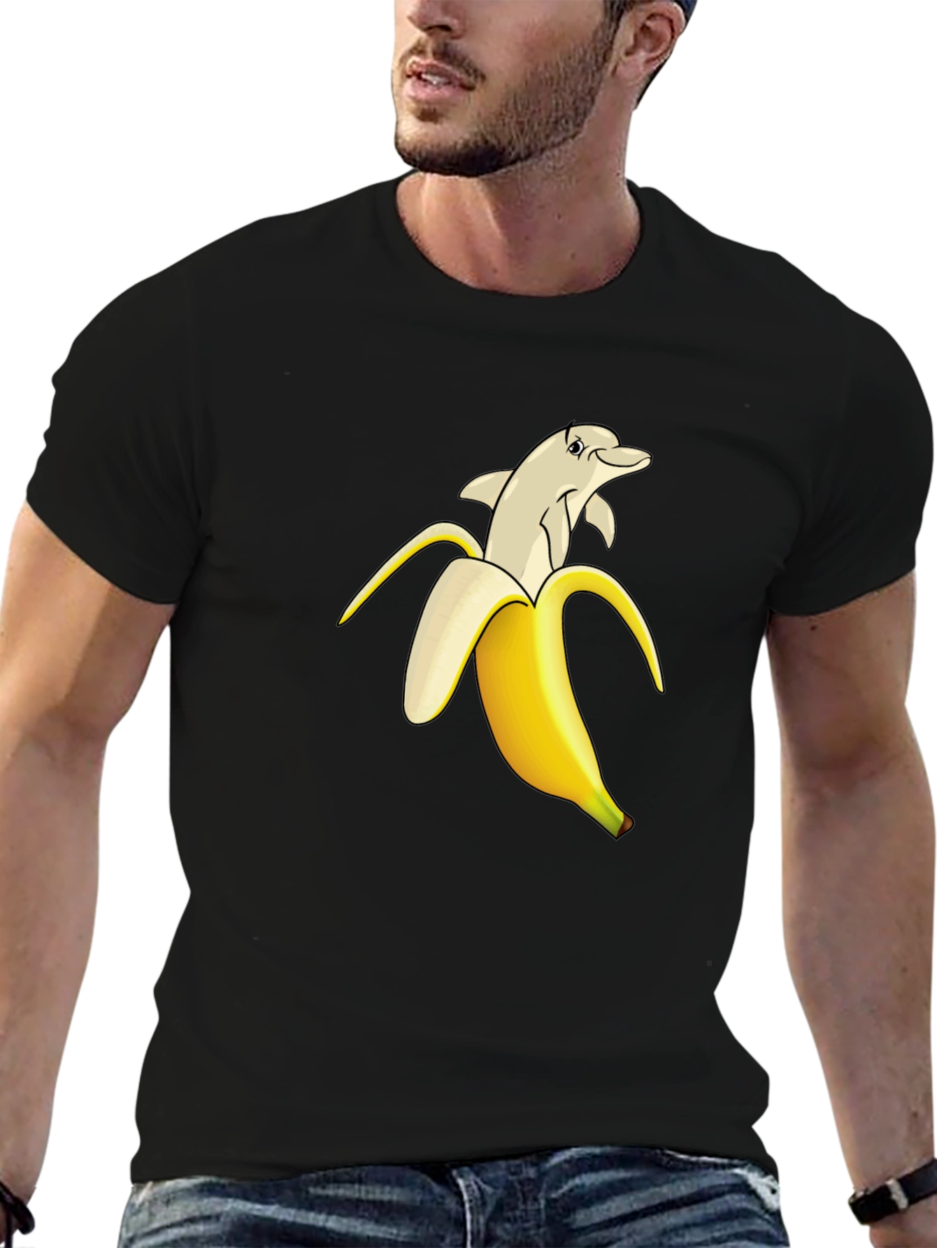 Black Banana Dolphin Graphic Tee - Quirky Cool T-Shirt view 6