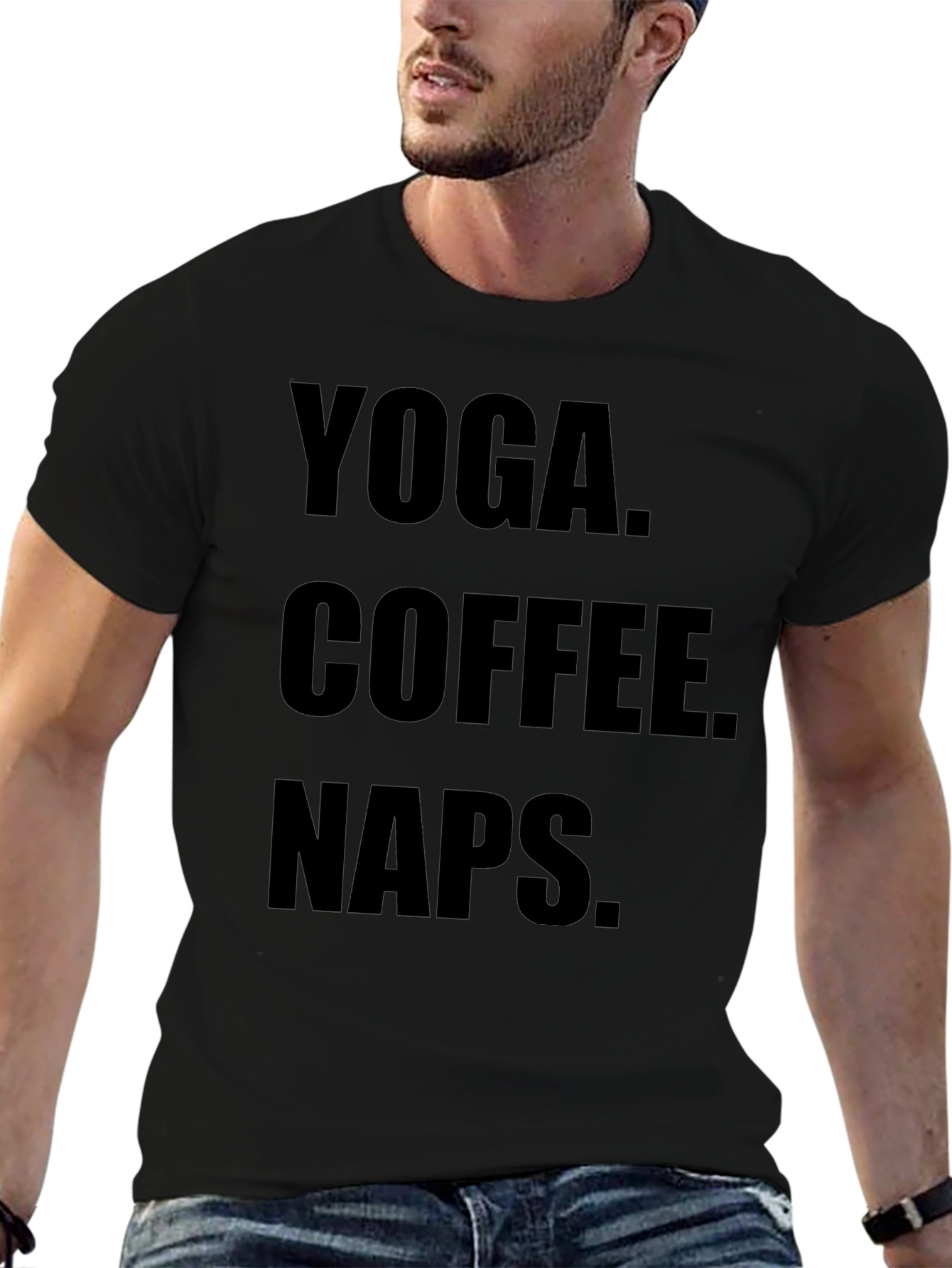 Black Yoga Coffee Naps Black Graphic Tee Shirt view 6