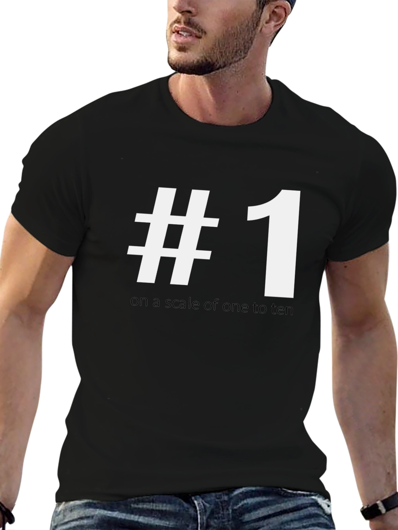 Black #1 on a Scale T-Shirt - Humorous Top view 6
