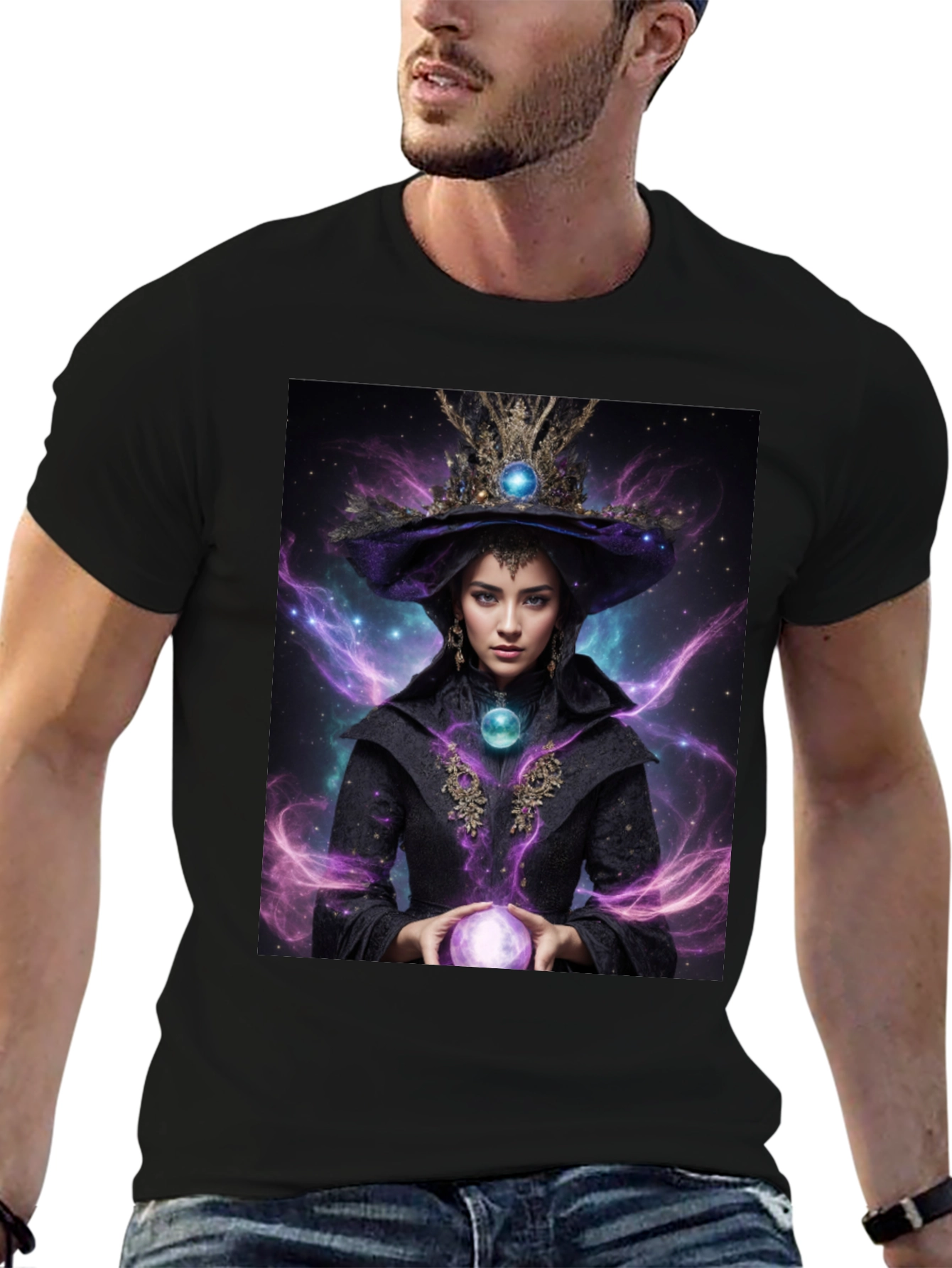 Mystic Witch Graphic Tee - Unisex Black T-Shirt - 6