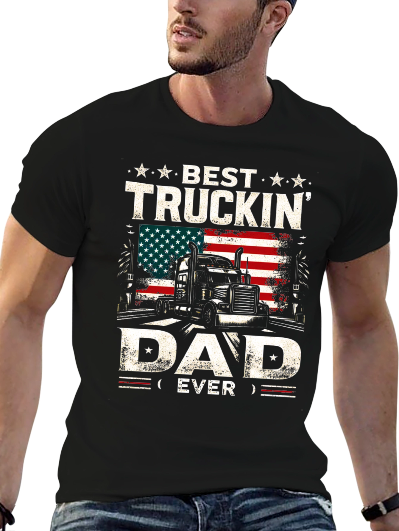 Black Best Truckin' Dad Ever T-Shirt view 6