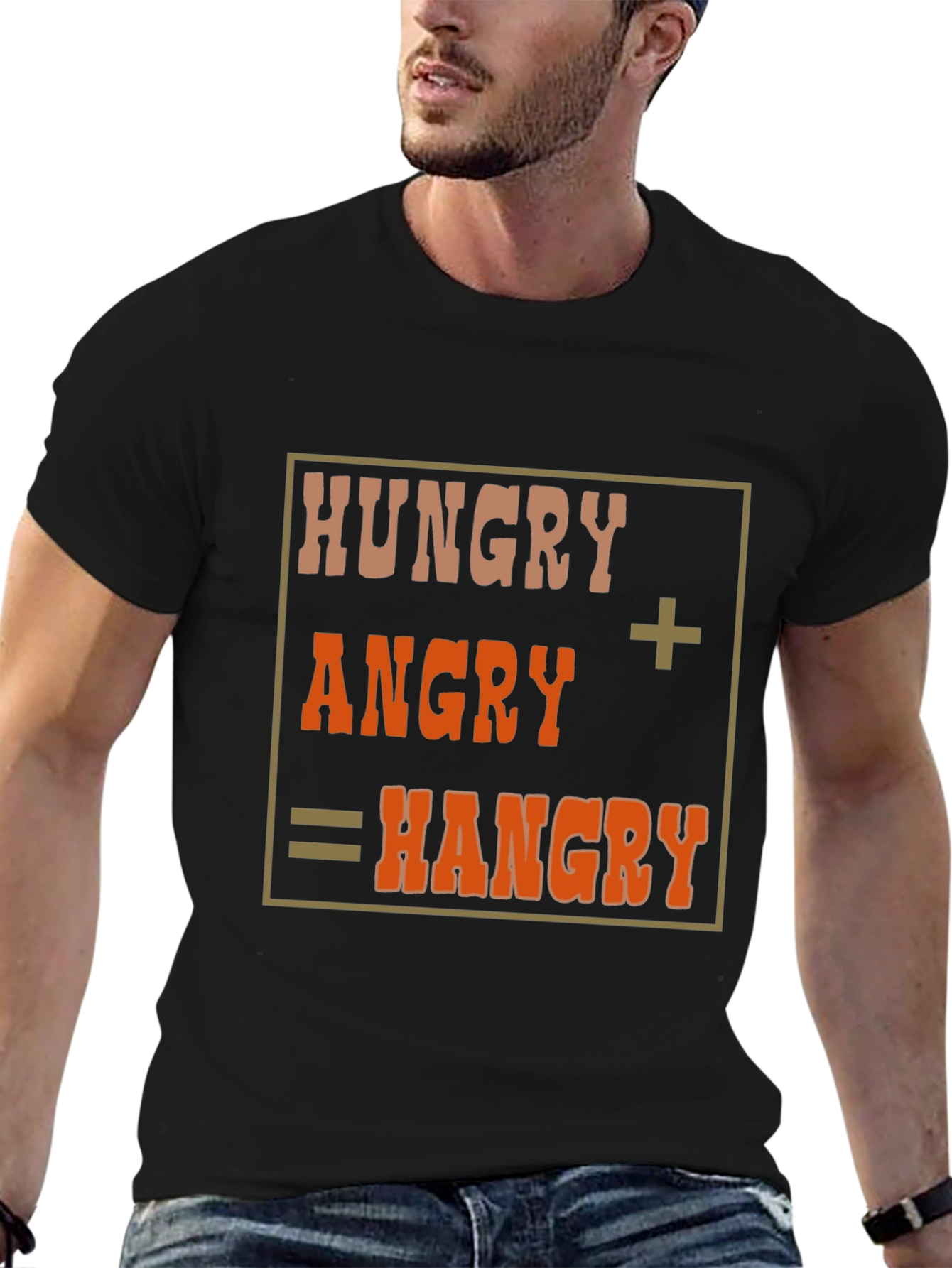 Black Hangry T-Shirt - Funny Hungry Angry Tee view 6