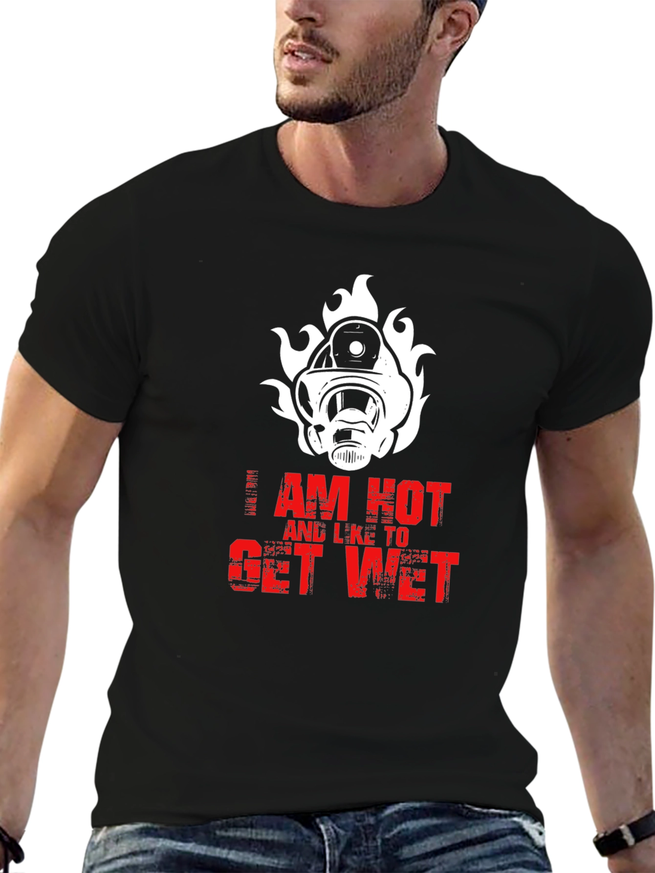 Black I Am Hot and Like to Get Wet Graphic T-Shirt view 6
